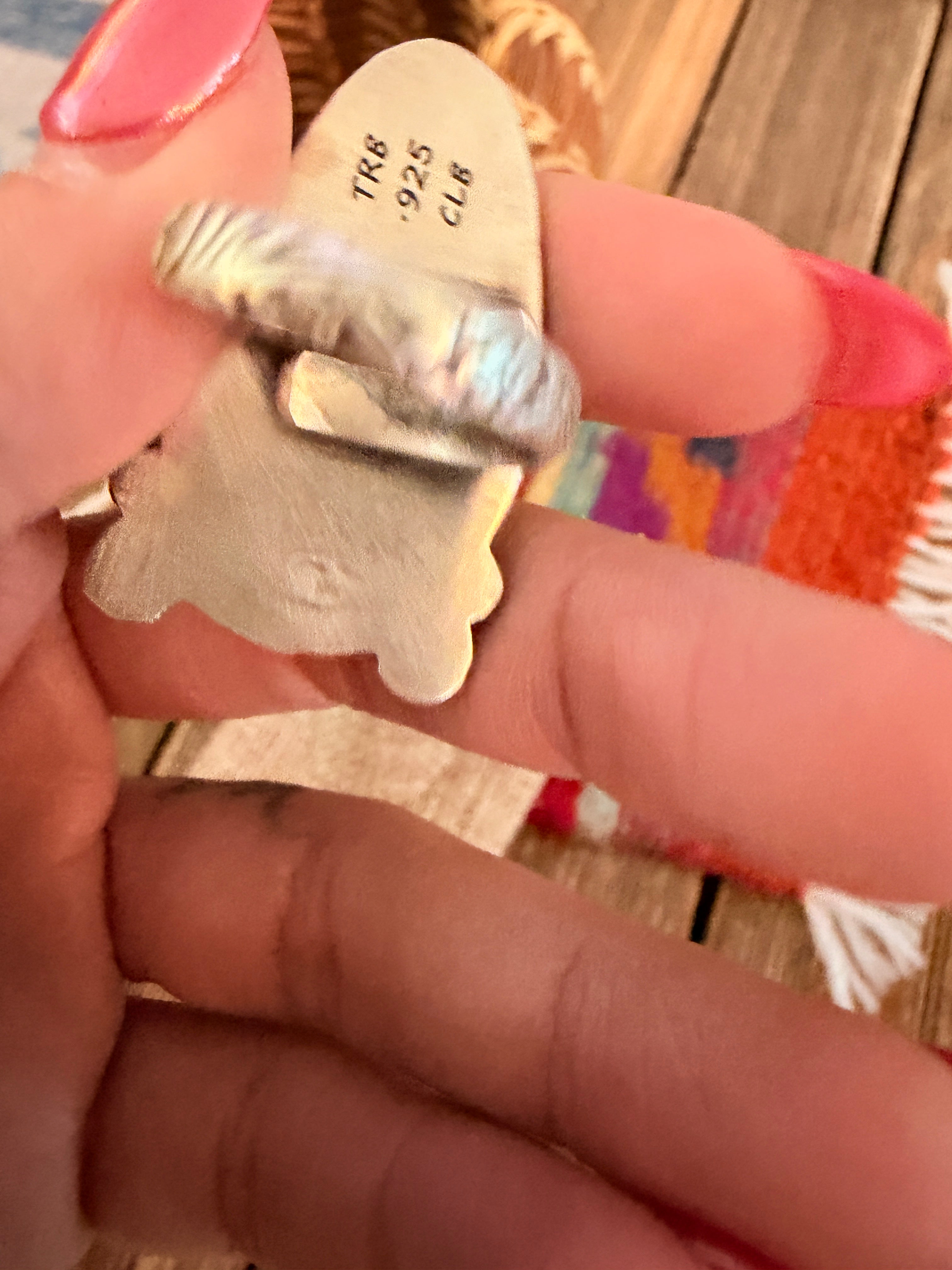 Handmade Sterling Silver and White Buffalo Adjustable Ring