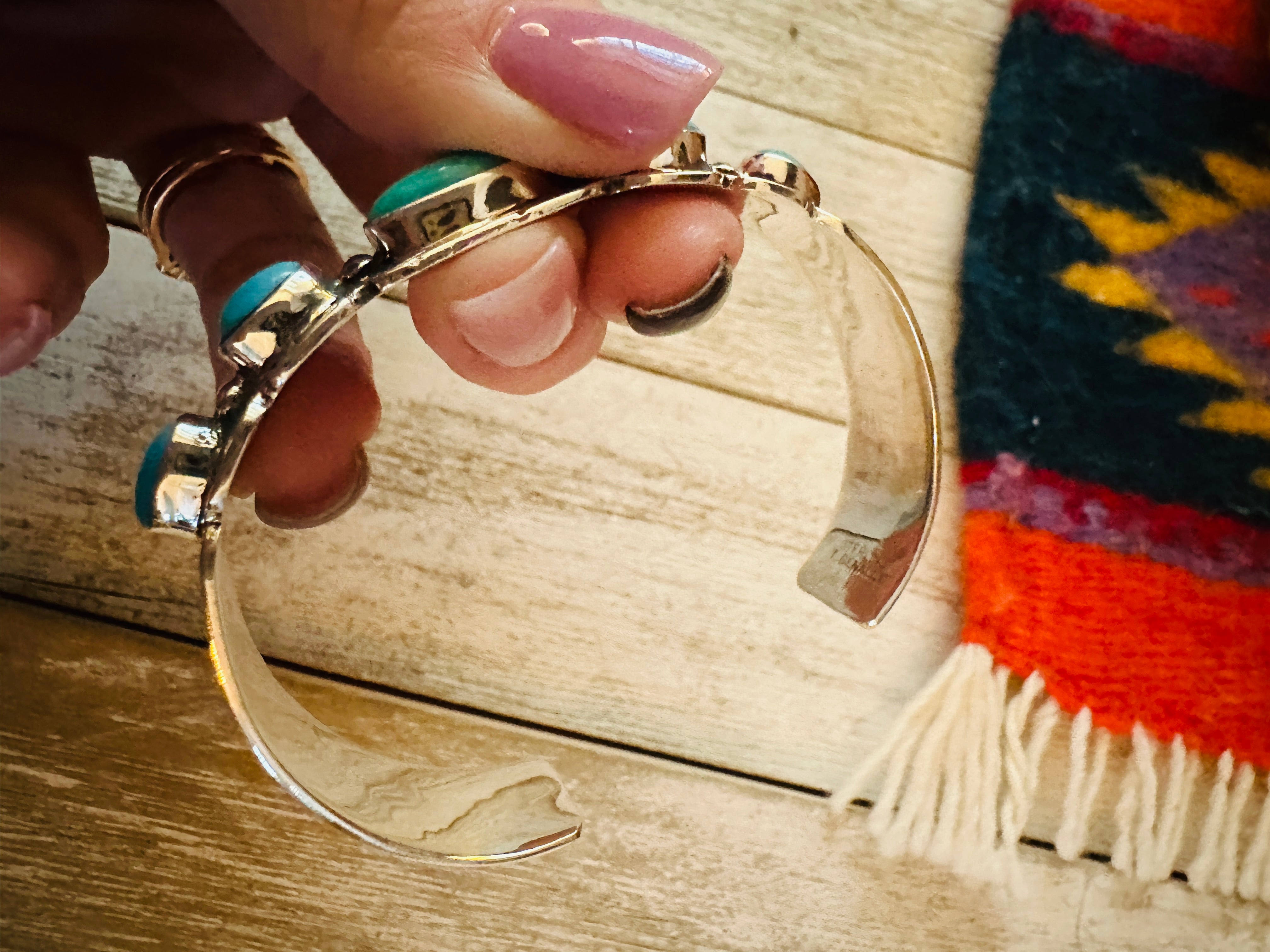 Navajo Sterling Silver & Turquoise Cuff Bracelet