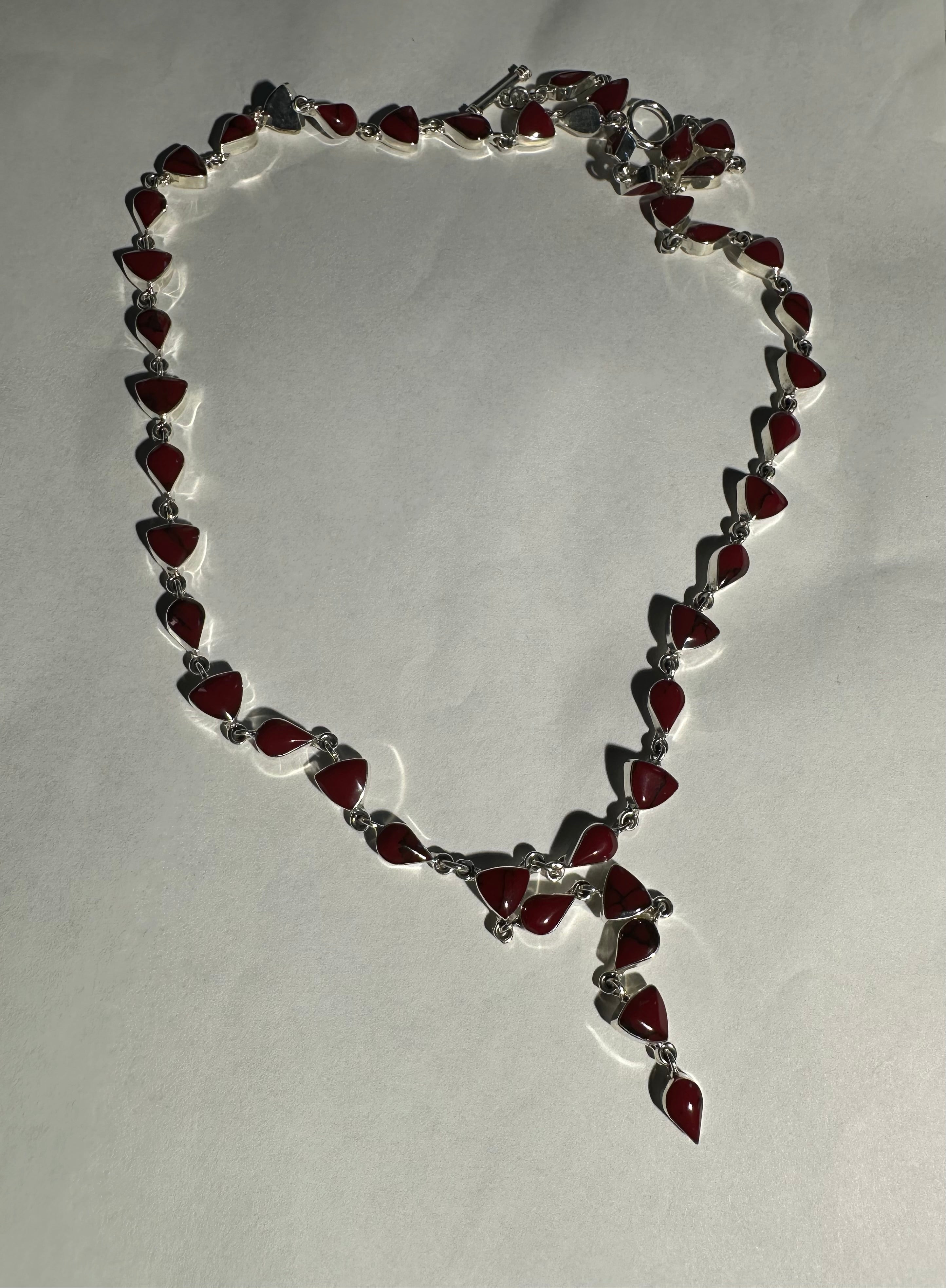 24" Red Jasper Lariat Necklace