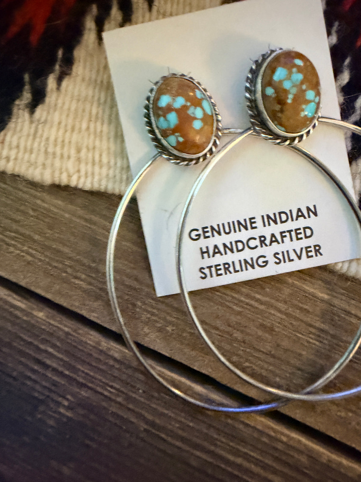 Handcrafted Number 8 Turquoise & Sterling Silver Hoop Earrings by Elouise Kee