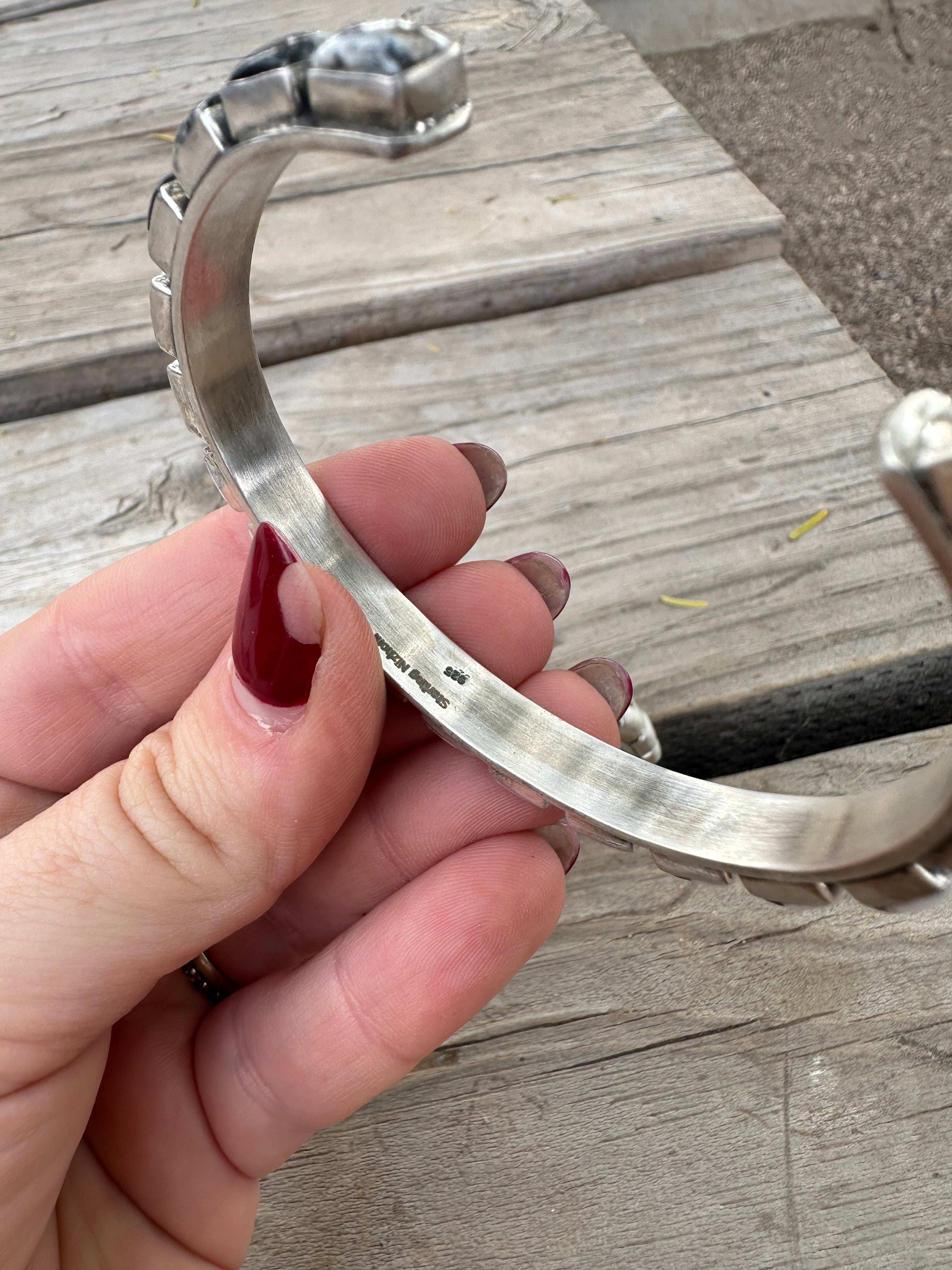 Handmade White Buffalo & Sterling Silver Cuff Bracelett