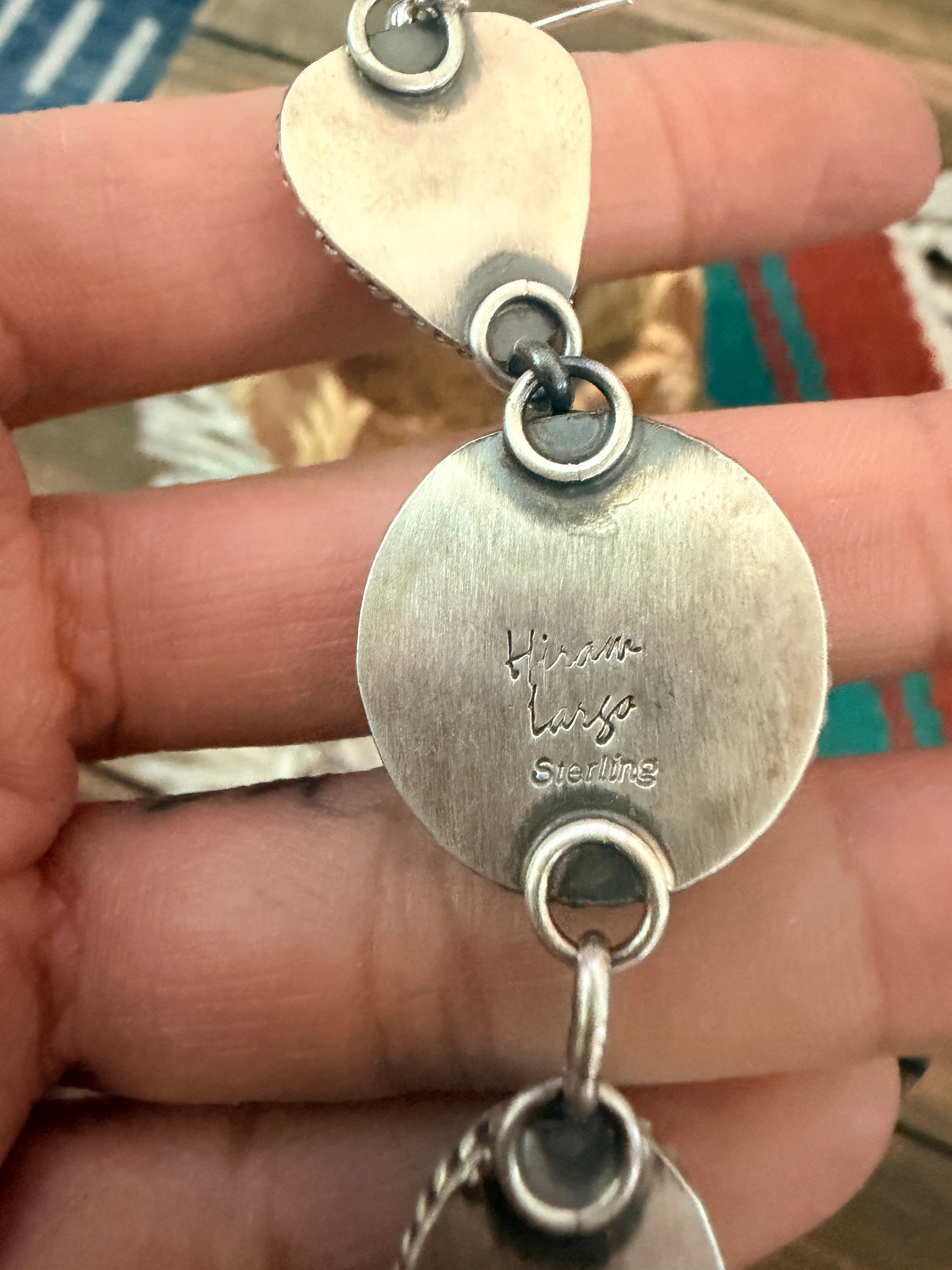 Handcrafted Turquoise & Sterling Silver Liberty Dime Dangle Earrings by Hiram Largo