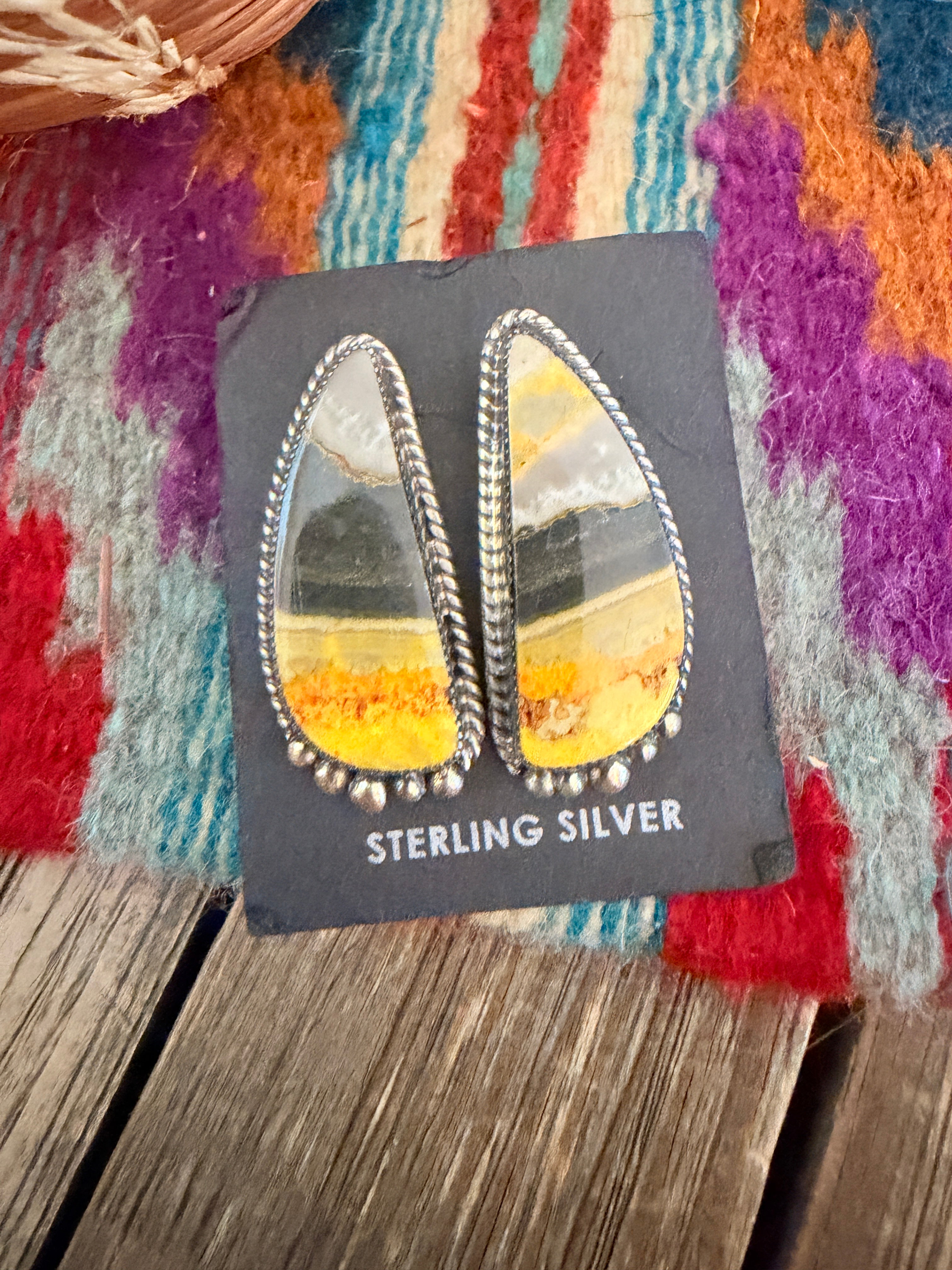 Handcrafted Bumblebee & Sterling Silver Post Earrings