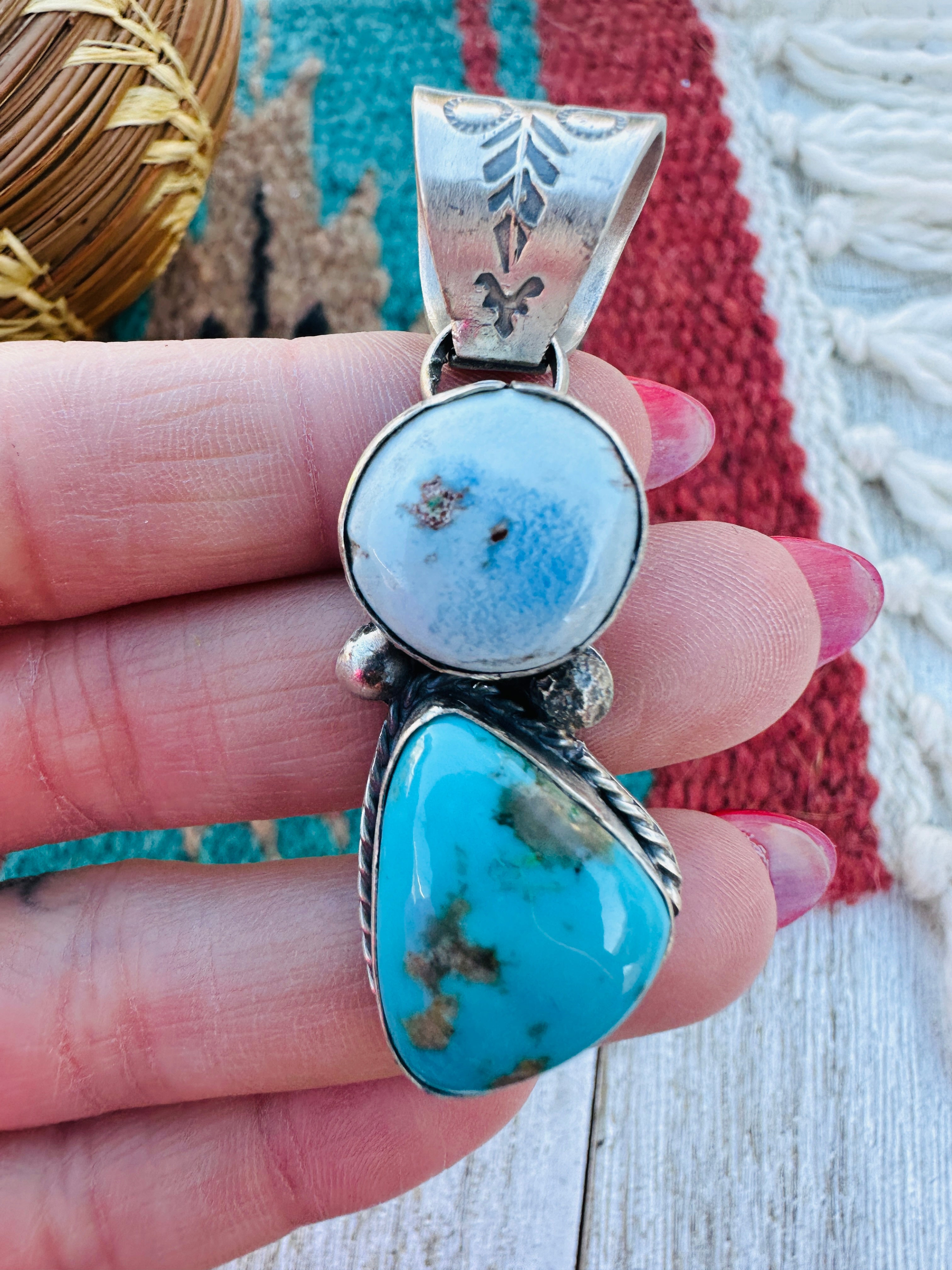 Handcrafted Sterling Silver & Multi Turquoise Pendant