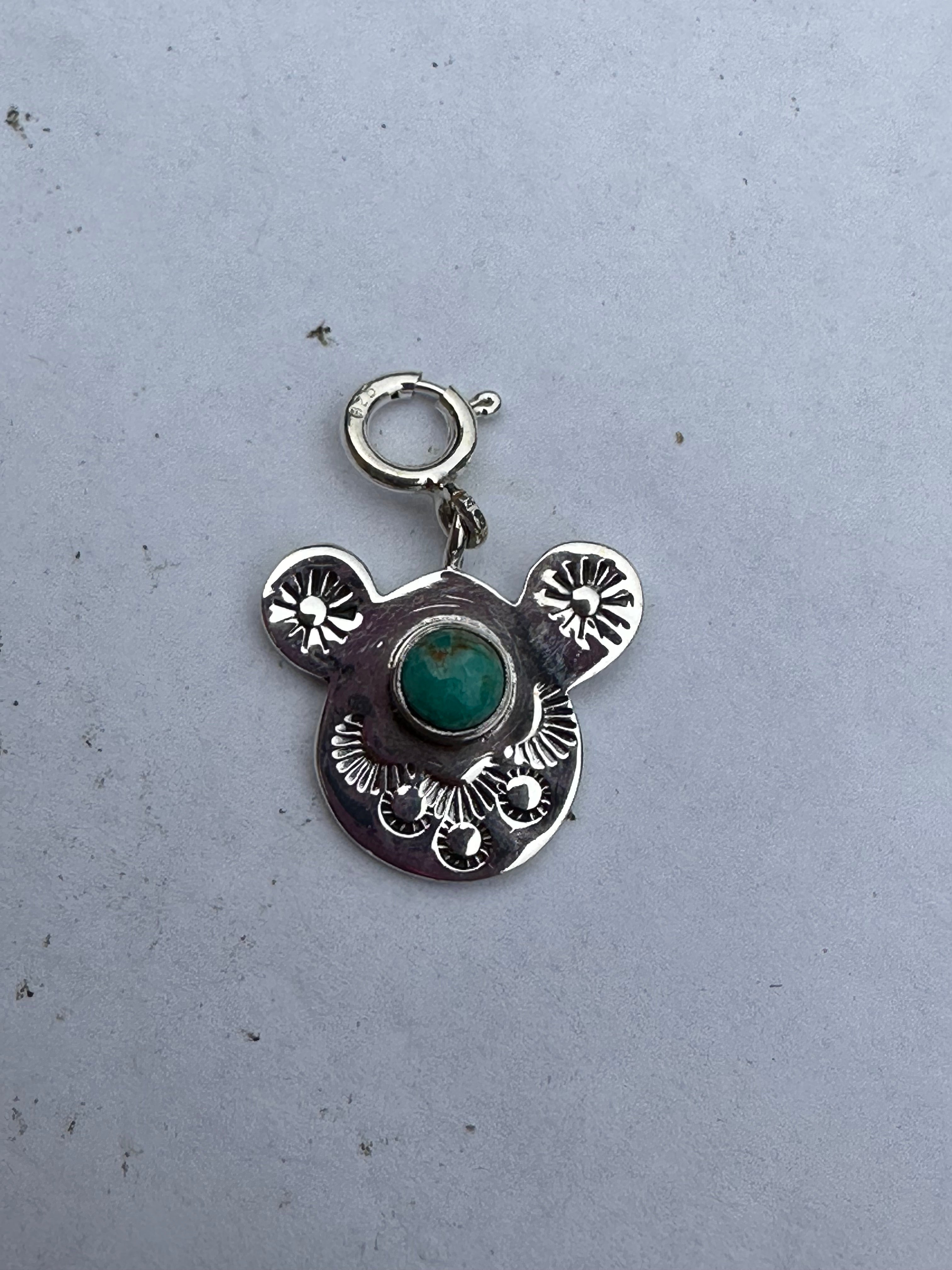 Sterling Silver and Turquoise Teddy Charm