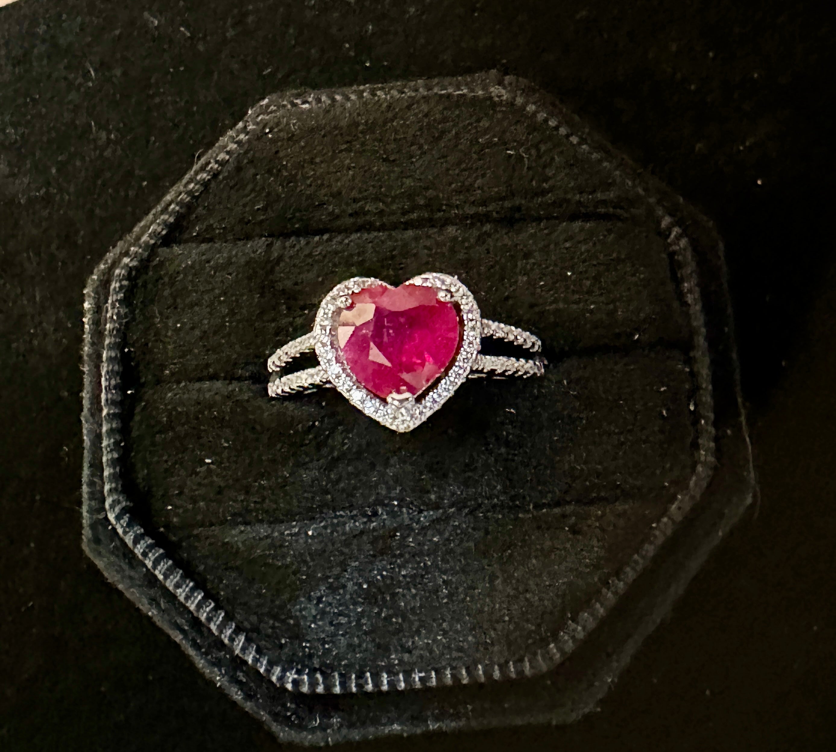 Pink Topaz Heart Shape Sterling Silver Ring Size 8