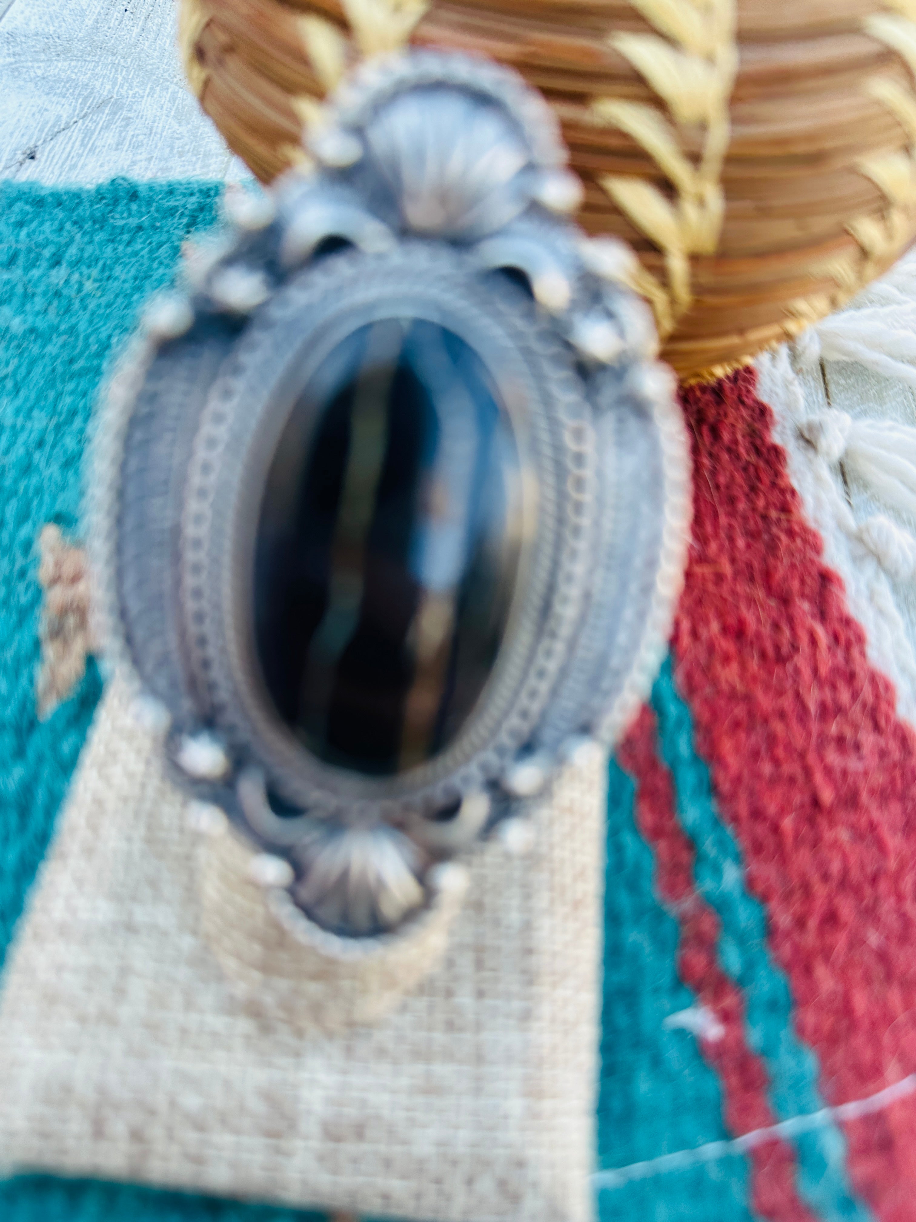 Hand Crafted Blackjack Turquoise & Sterling Silver Ring Size 6