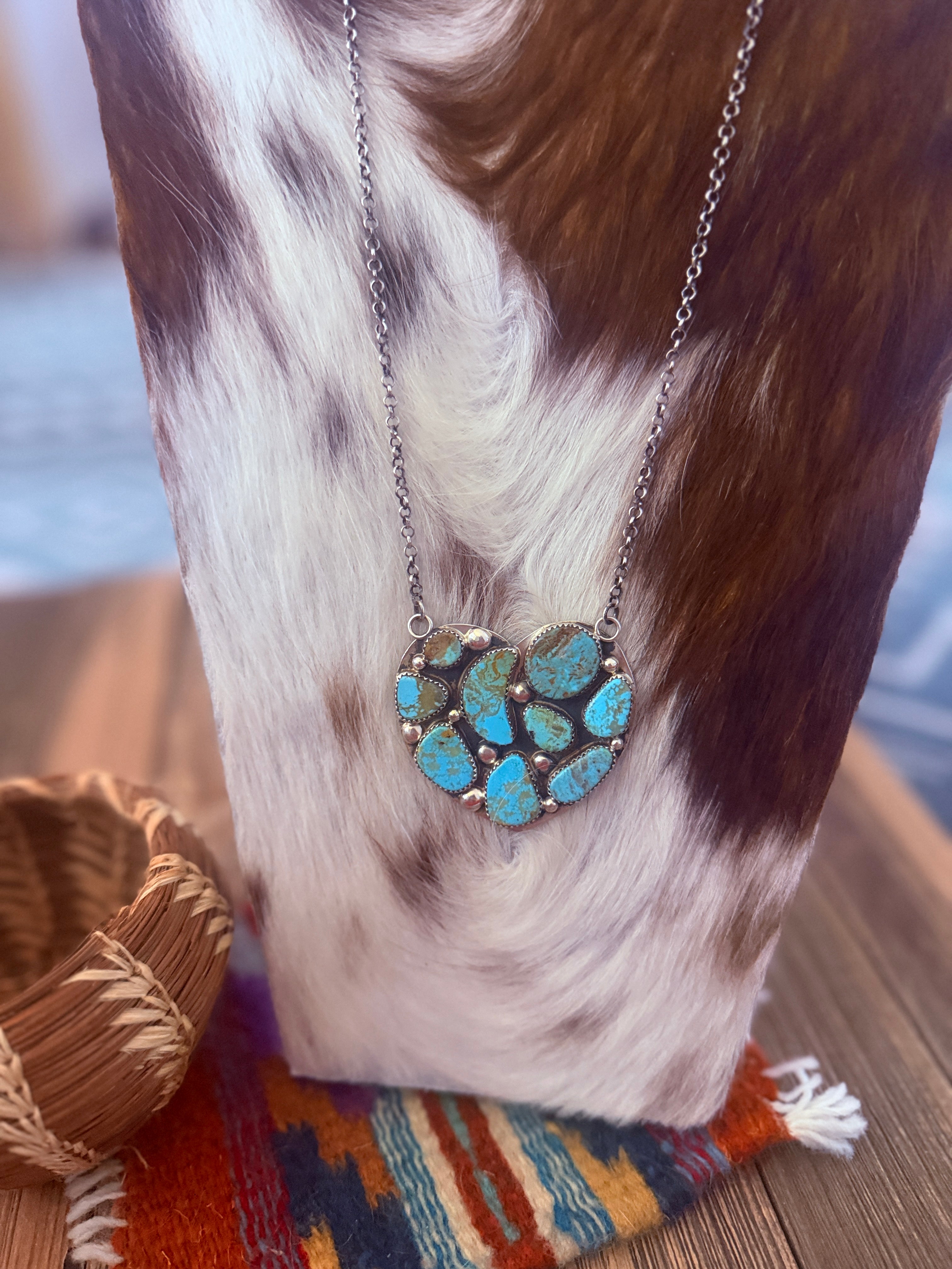 Handcrafted Turquoise & Sterling Silver Heart Necklace by Jacqueline Silver