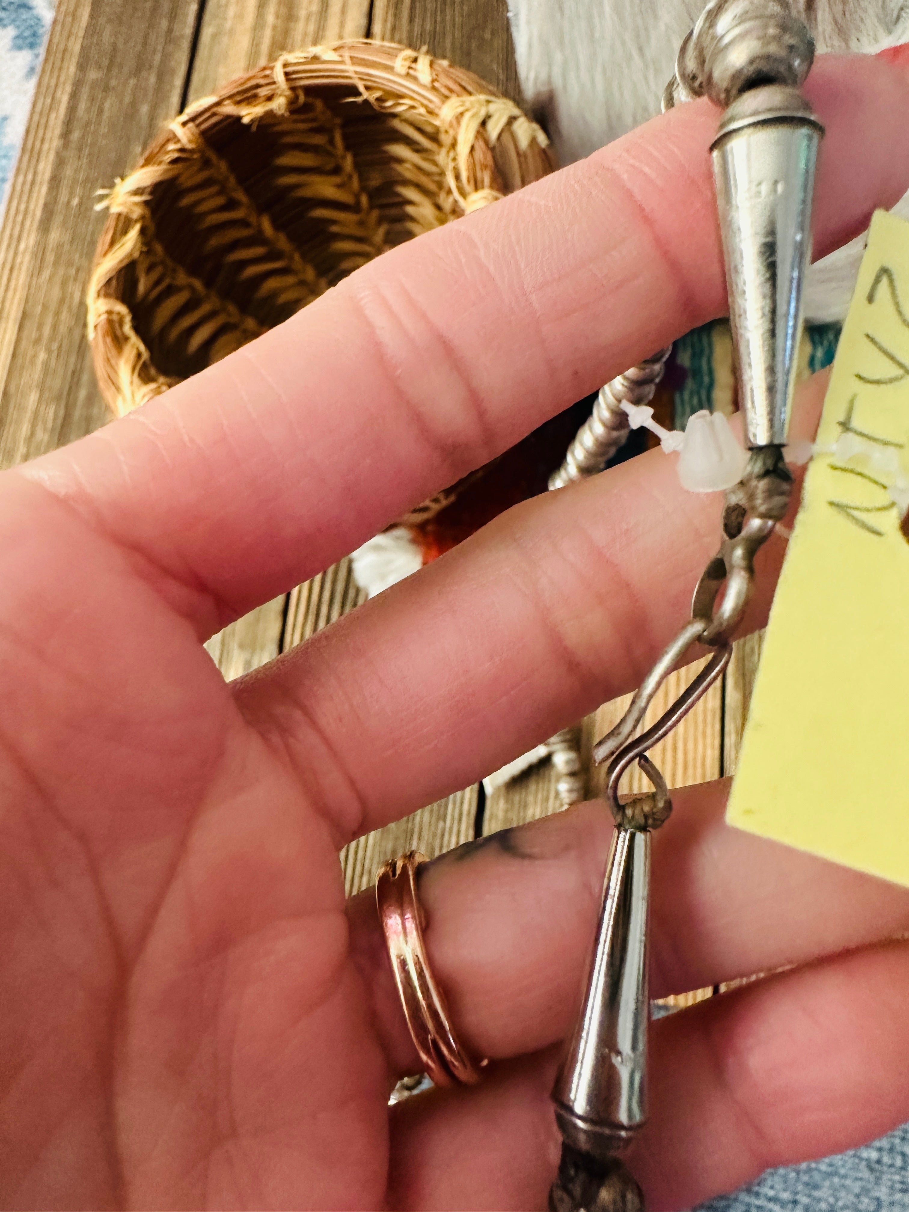 Old Pawn Handcrafted Turquoise & Sterling Silver Squash Blossom Necklace