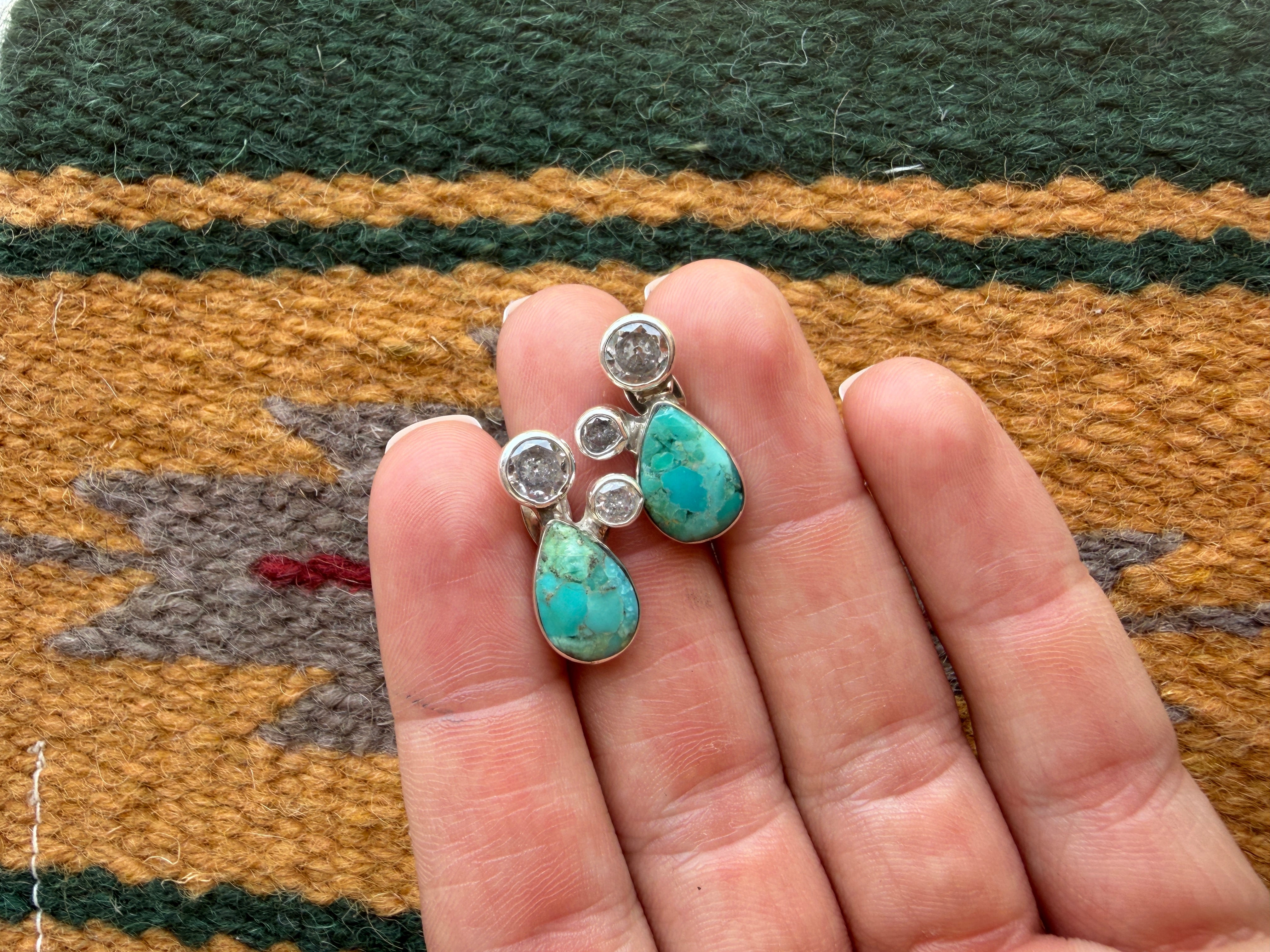 Handmade Turquoise & Sterling Silver Post Earrings