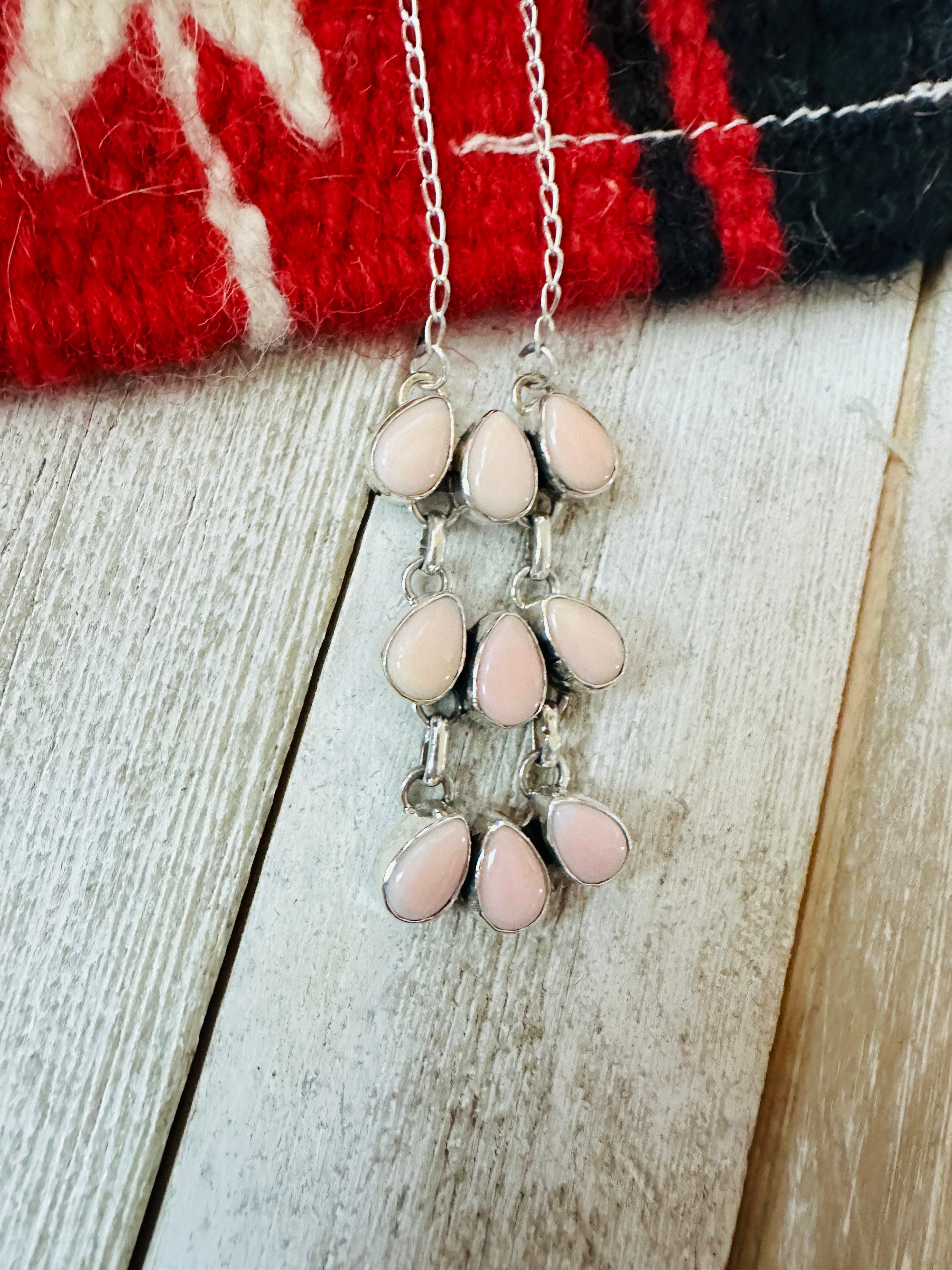 Navajo Sterling Silver & Queen Pink Conch Necklace