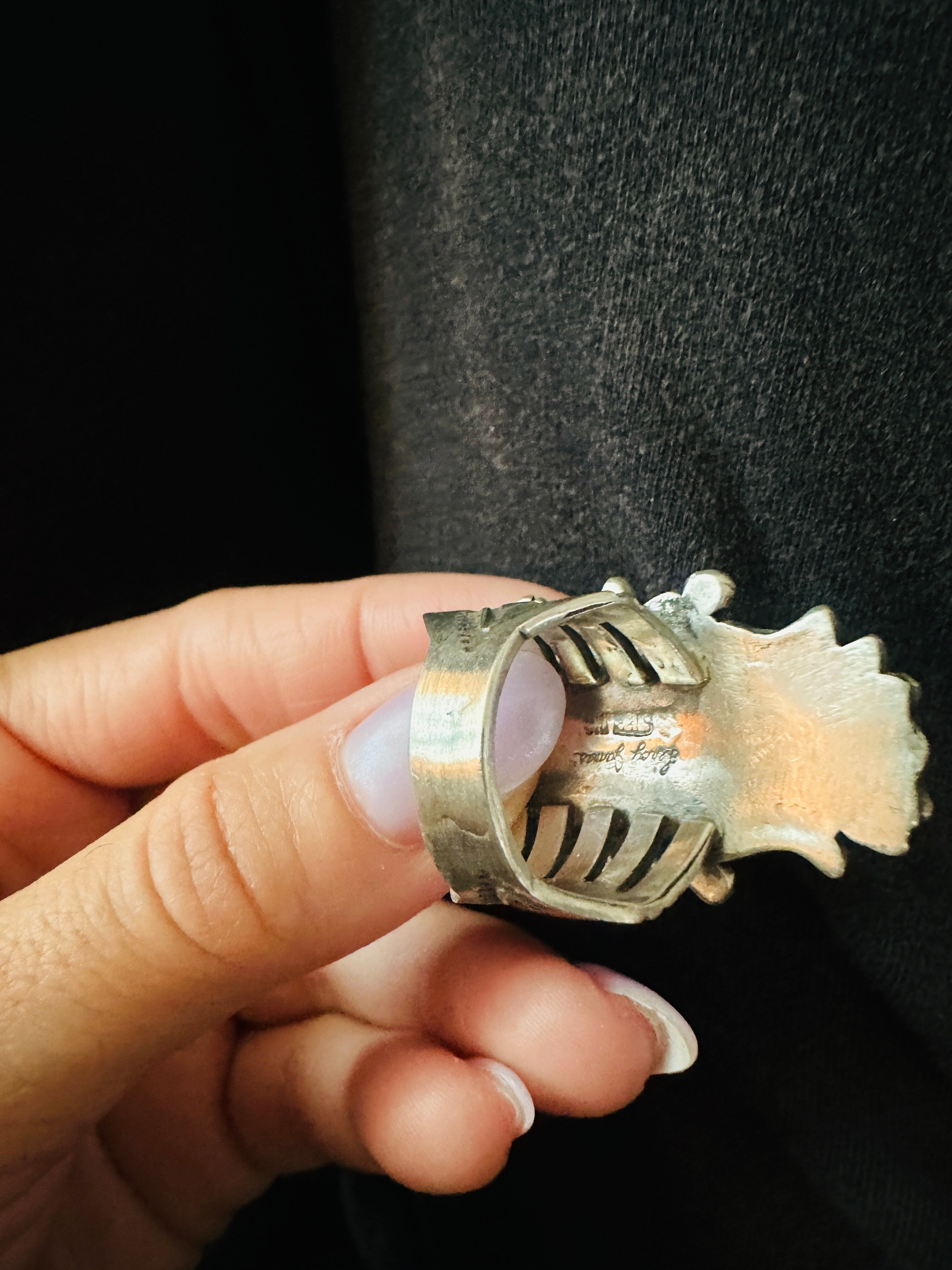 Handcrafted Sterling Silver Adjustable Concho Ring by Leroy James