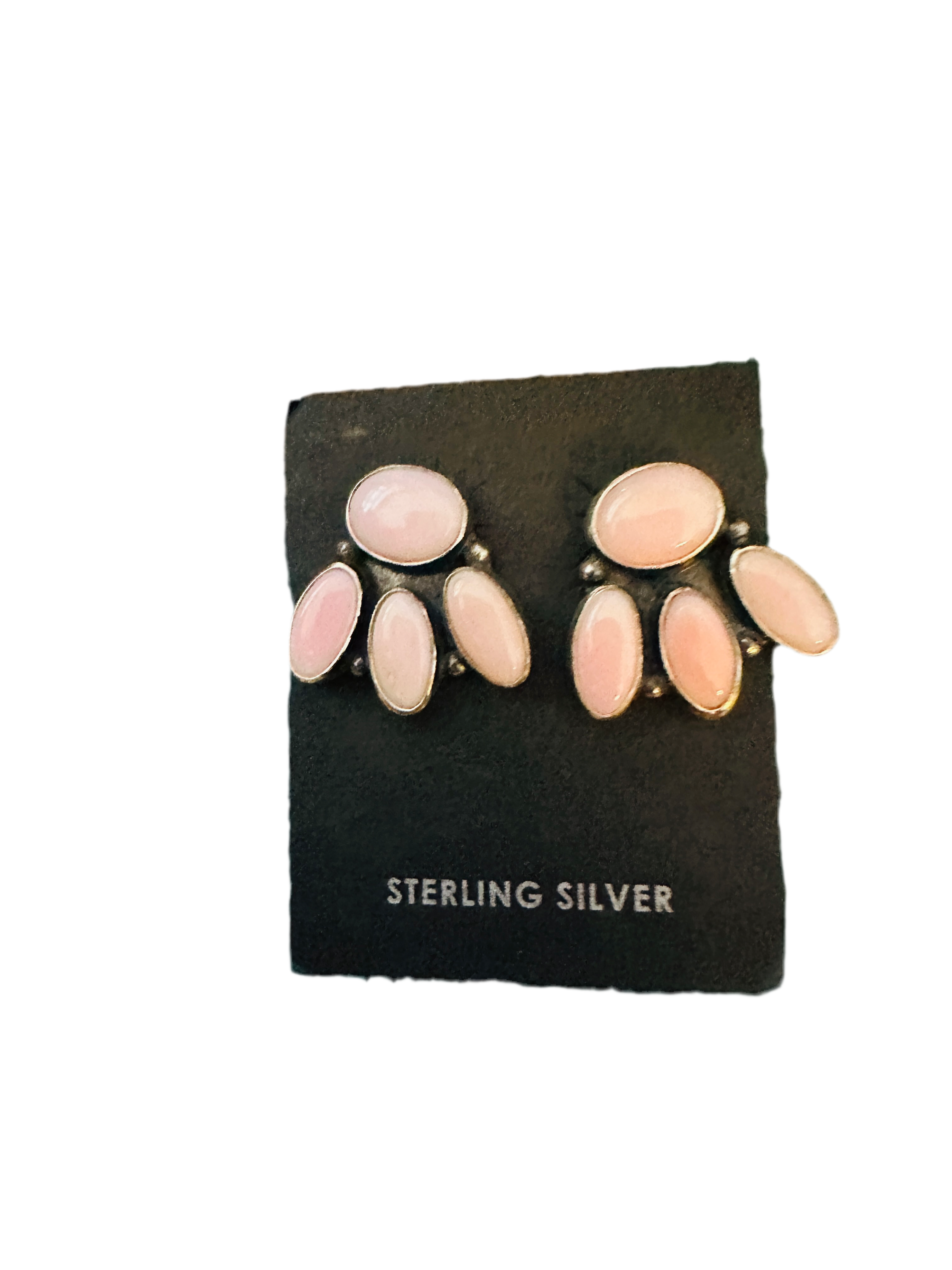 Handcrafted Sterling Silver & Queen Pink Conch Cluster Post Earrings