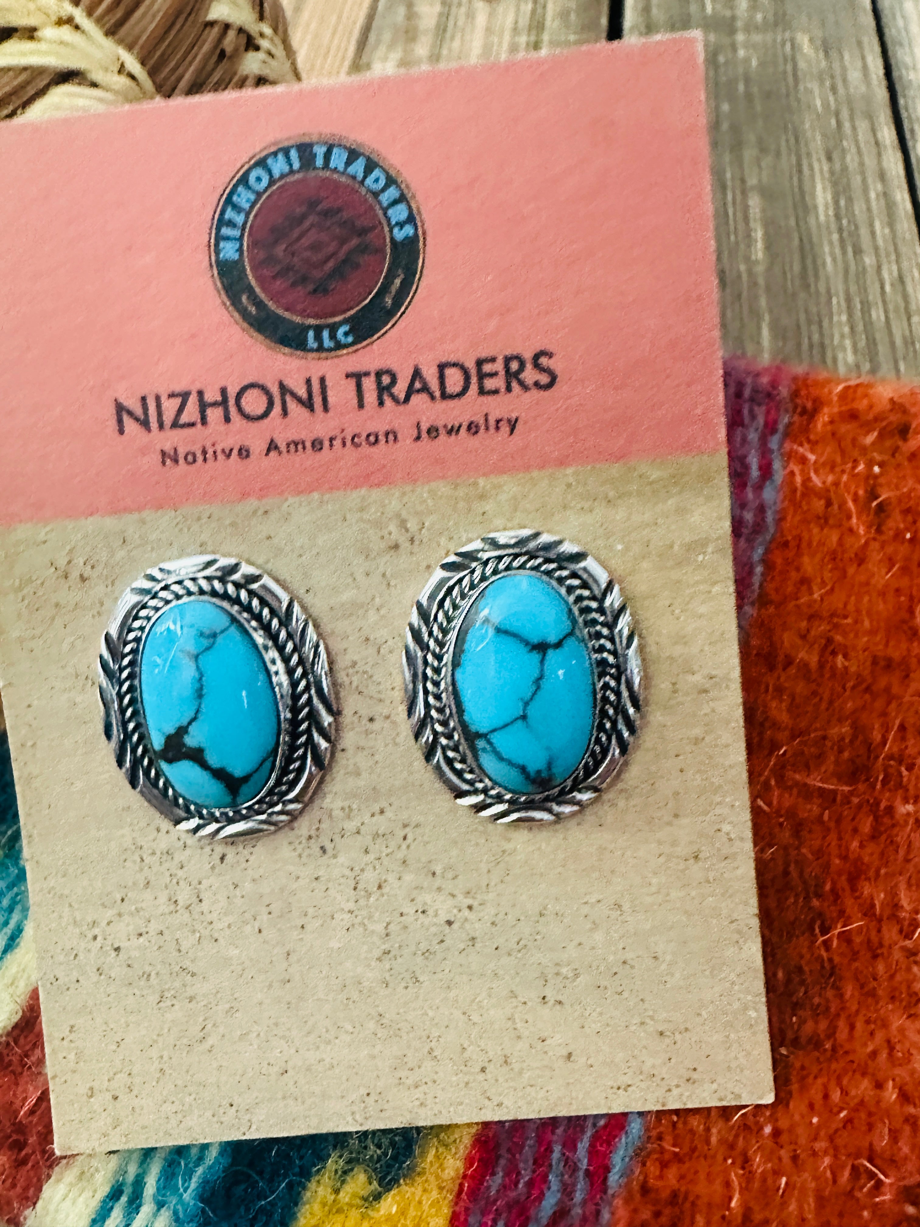 Handcrafted Turquoise & Sterling Silver Post Earrings