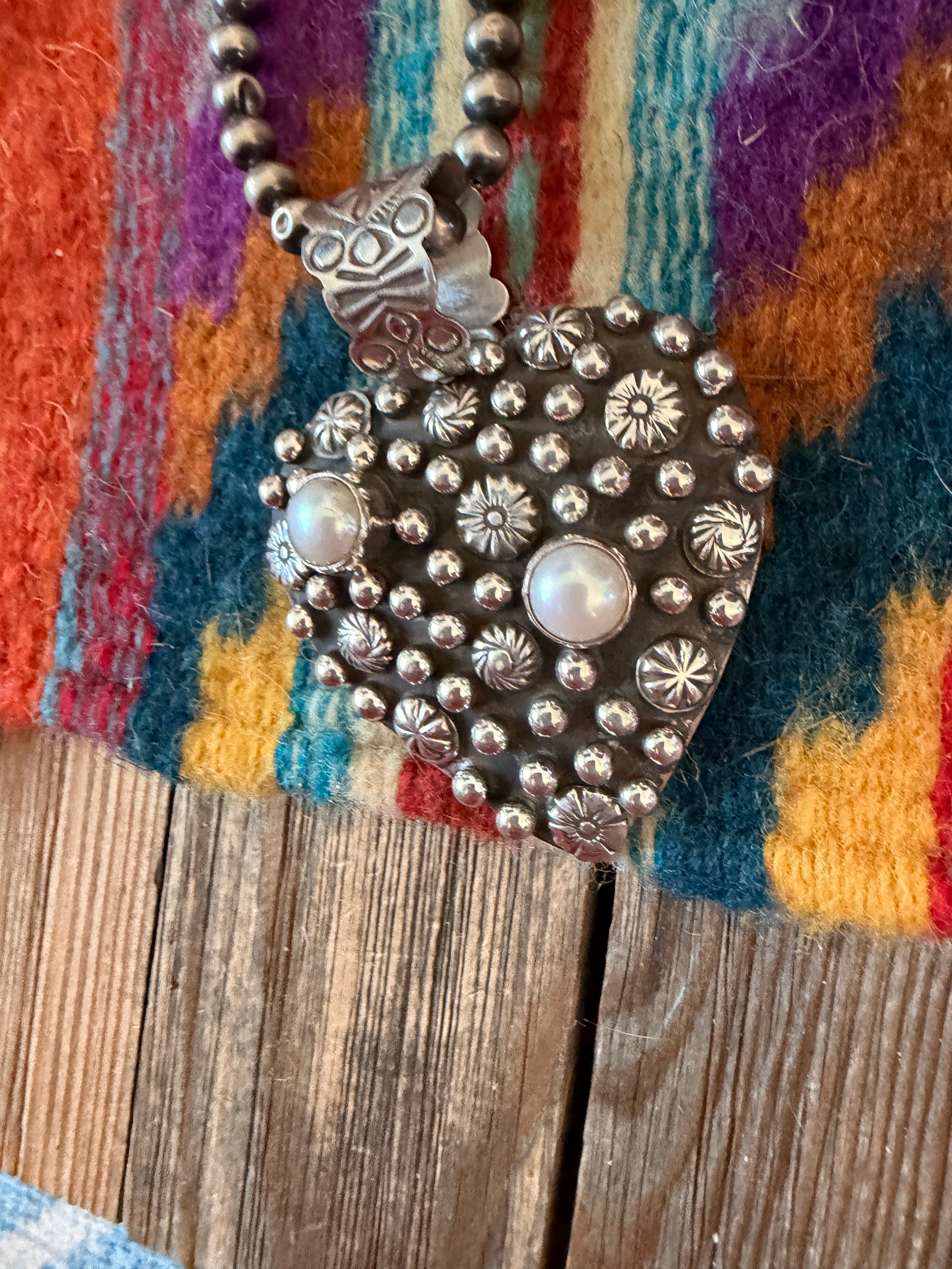 Handcrafted Pearl & Sterling Silver Heart Pendant by Geneva Apachito