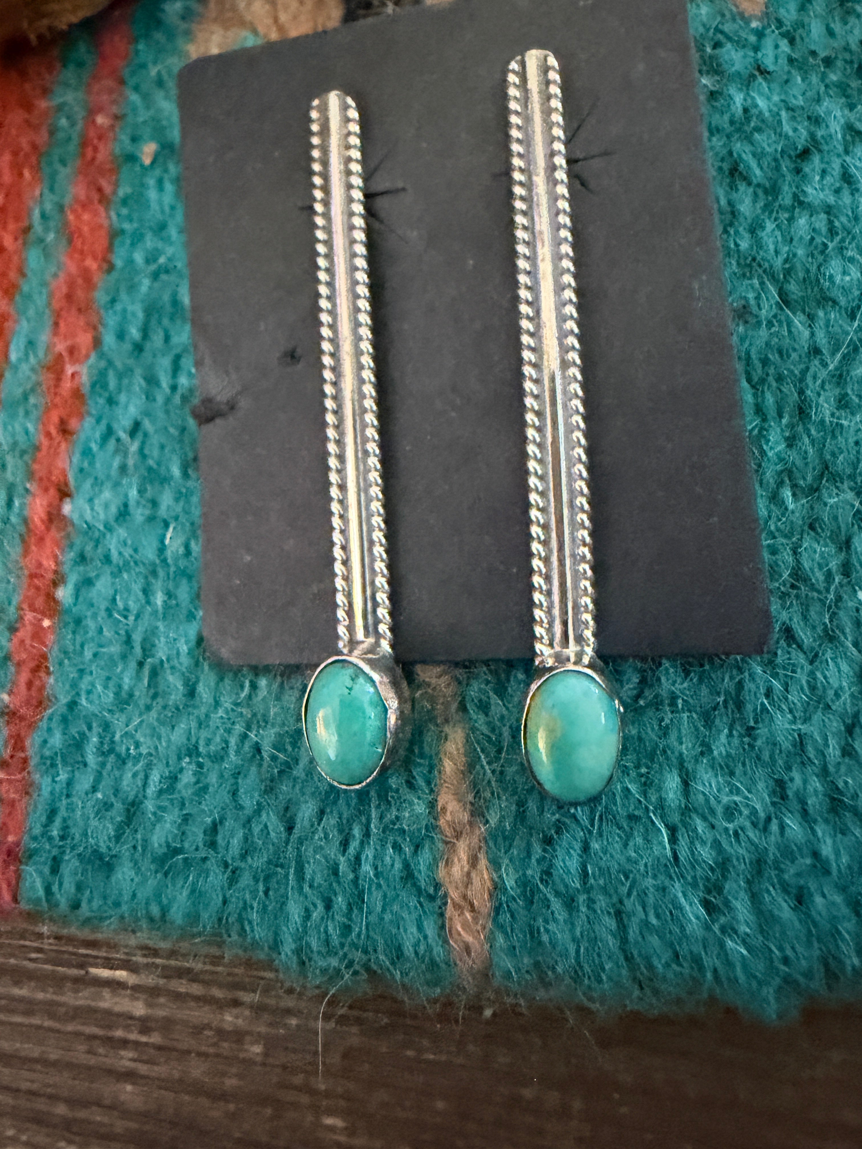 Handcrafted Turquoise & Sterling Silver Dangle Earrings