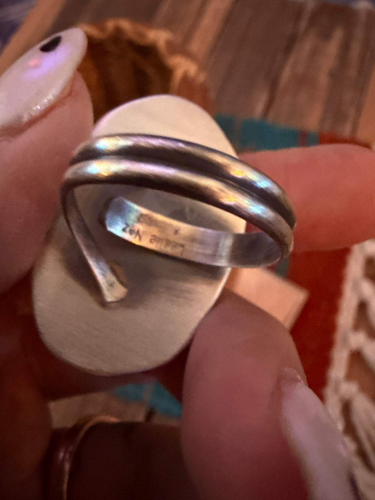 Handcrafted Number 8 Turquoise & Sterling Silver Adjustable Ring by Leslie Nez