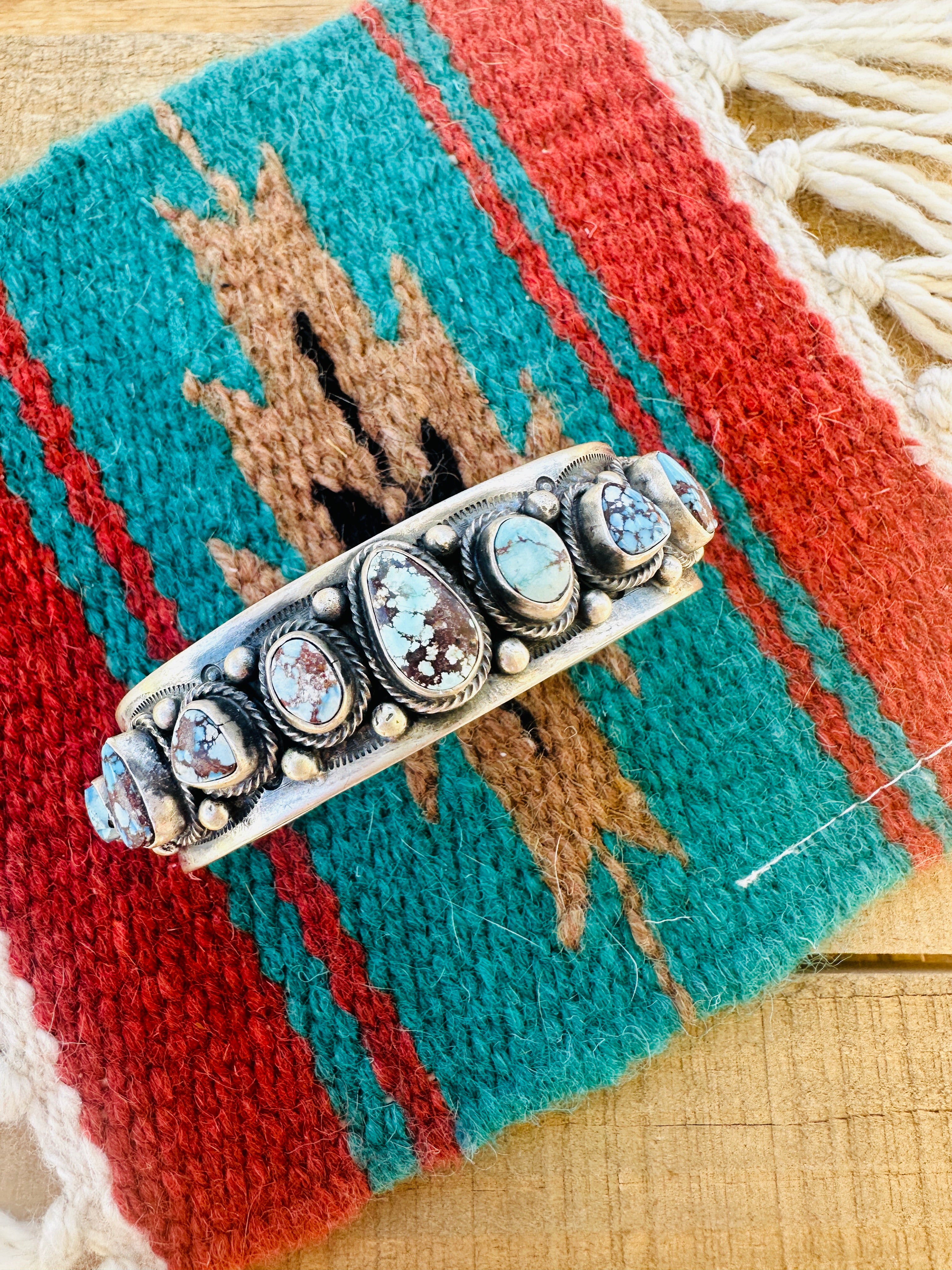 Navajo Golden Hills Turquoise & Sterling Silver Cuff Bracelet