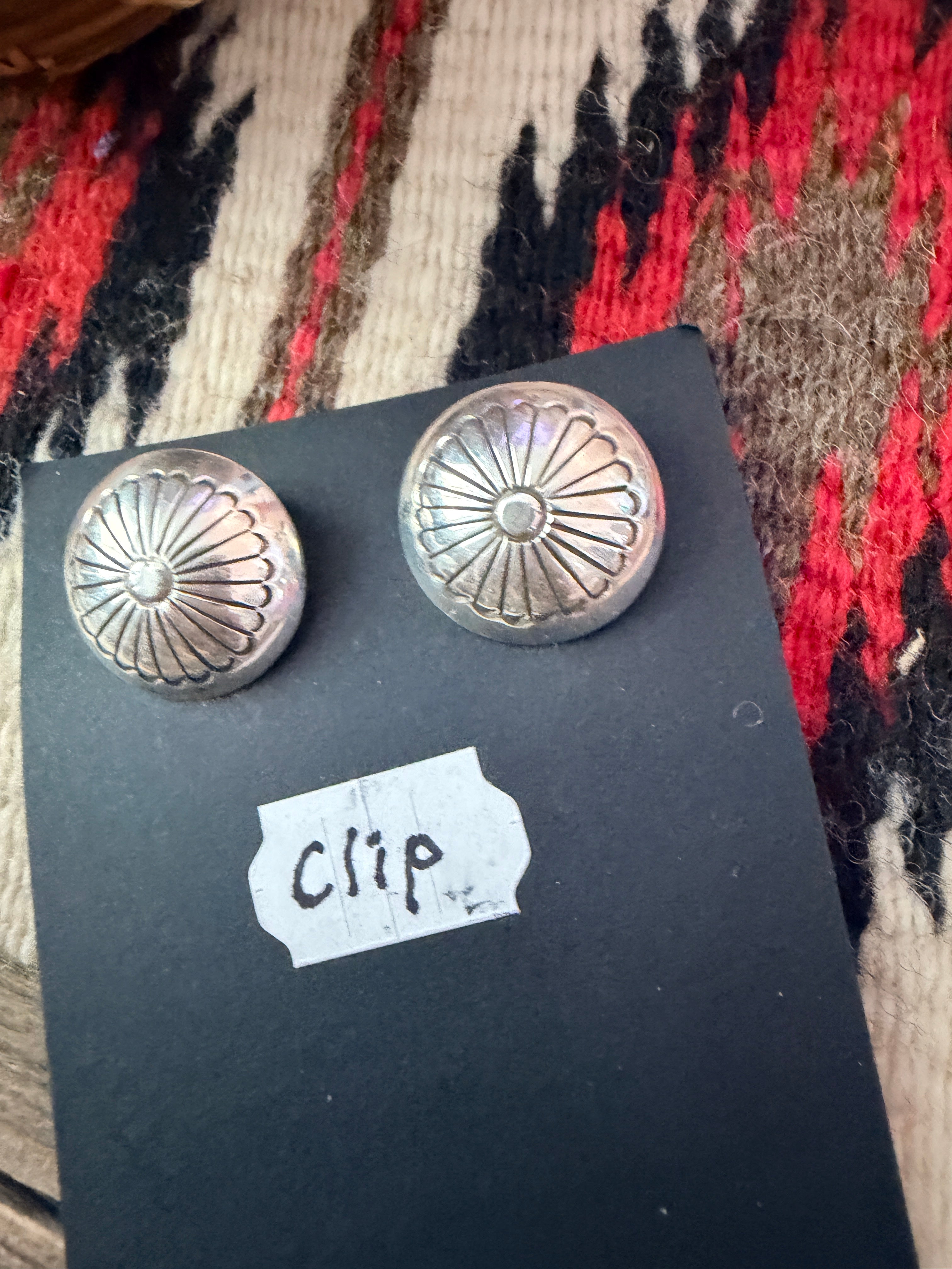 Old Pawn Handcrafted Sterling Silver Clip On Earrings