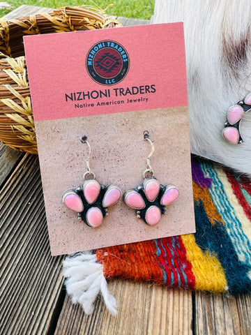 Handcrafted Queen Pink Conch & Sterling Silver Naja Necklace and Earring Set