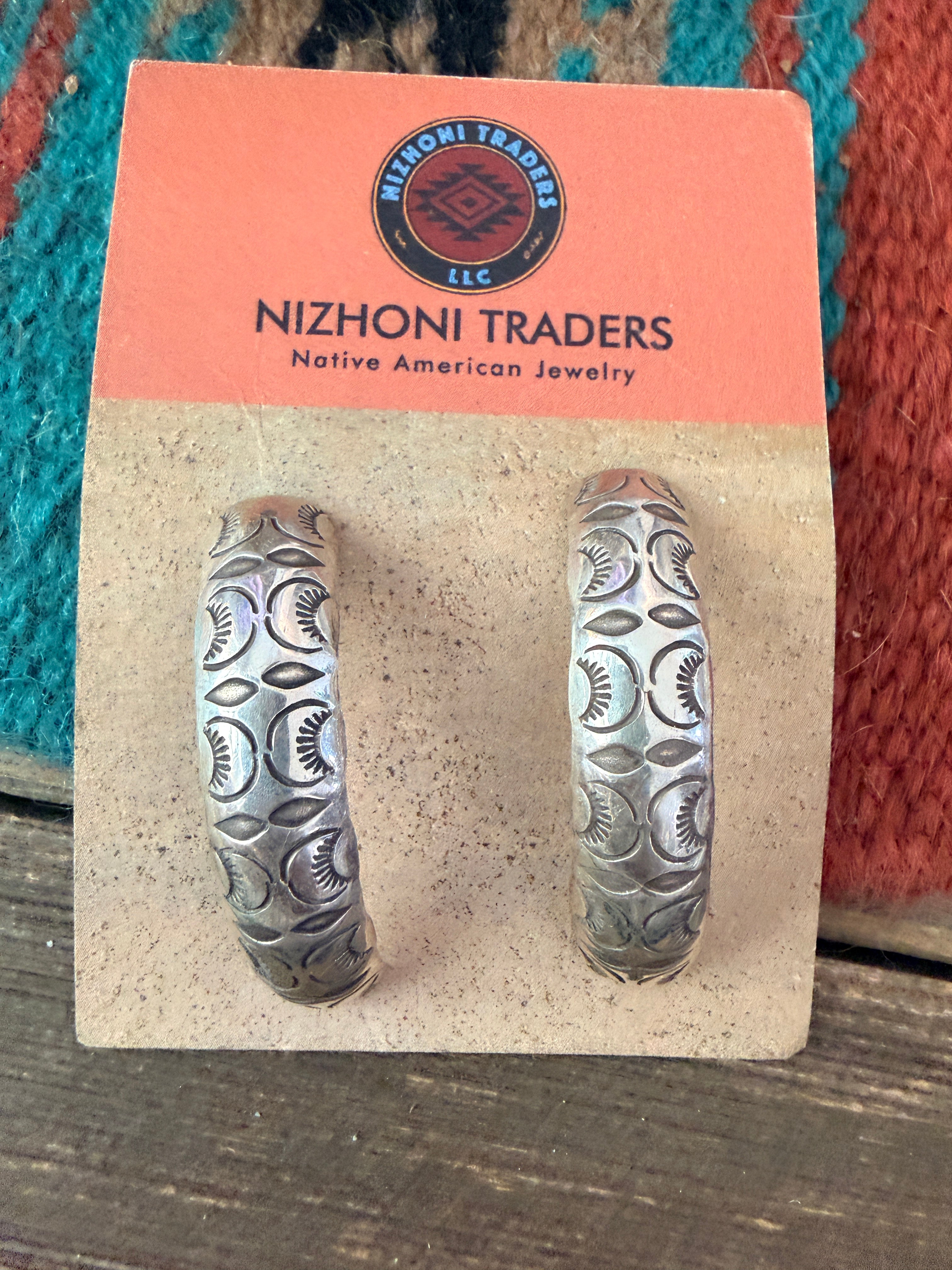 Old Pawn Handcrafted Sterling Silver Half Hoop Earrings