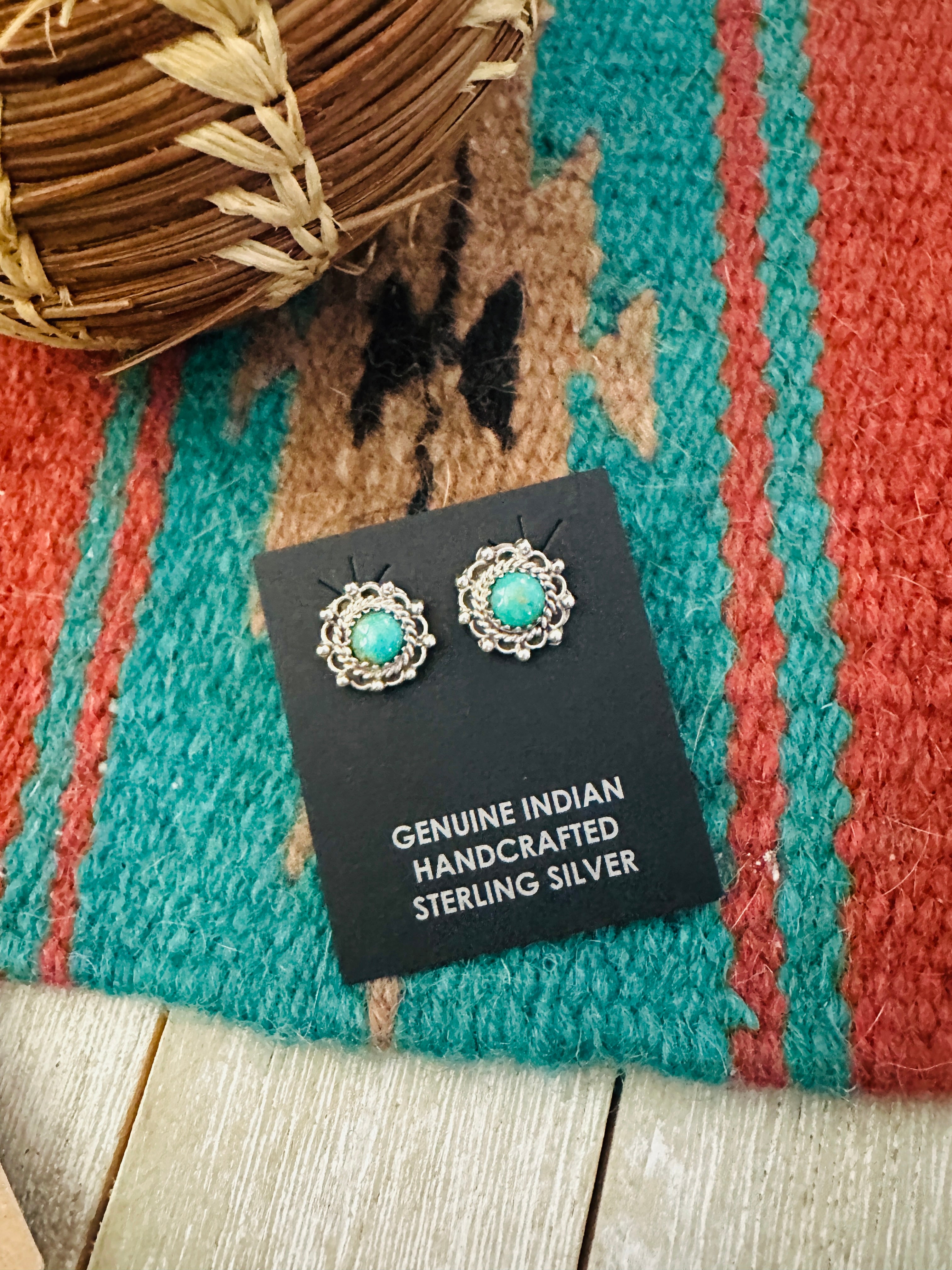 Handcrafted Sterling Silver & Turquoise Stud Earrings
