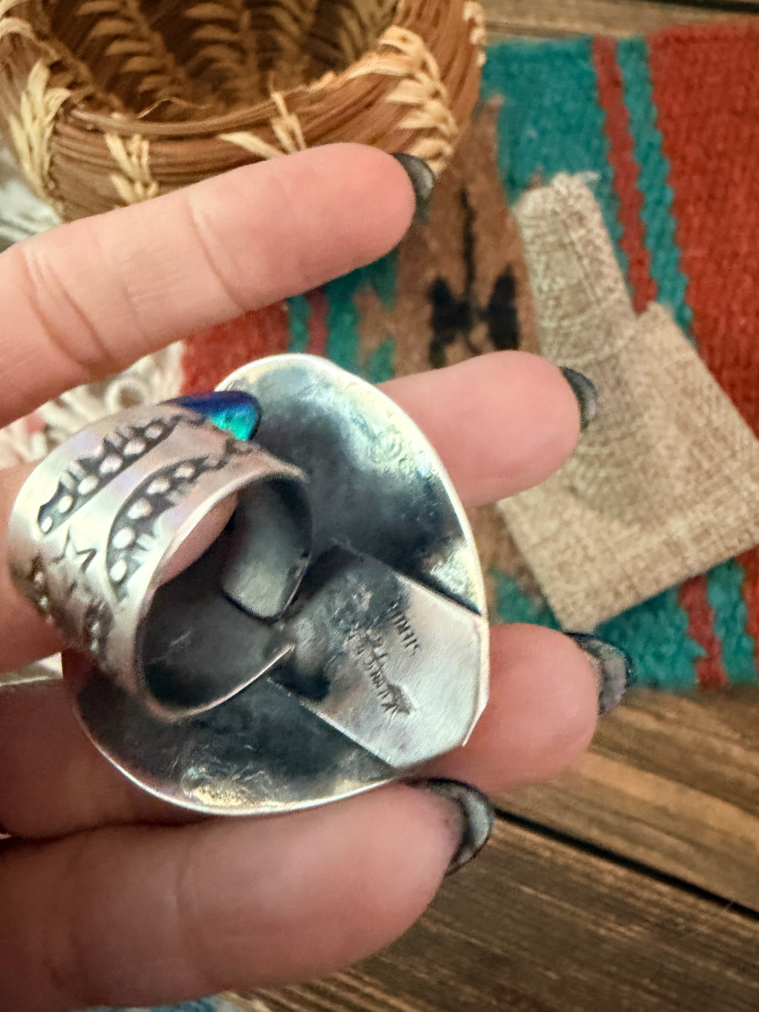 Handcrafted Sterling Silver Adjustable Heart Concho Ring by Vincent Platero