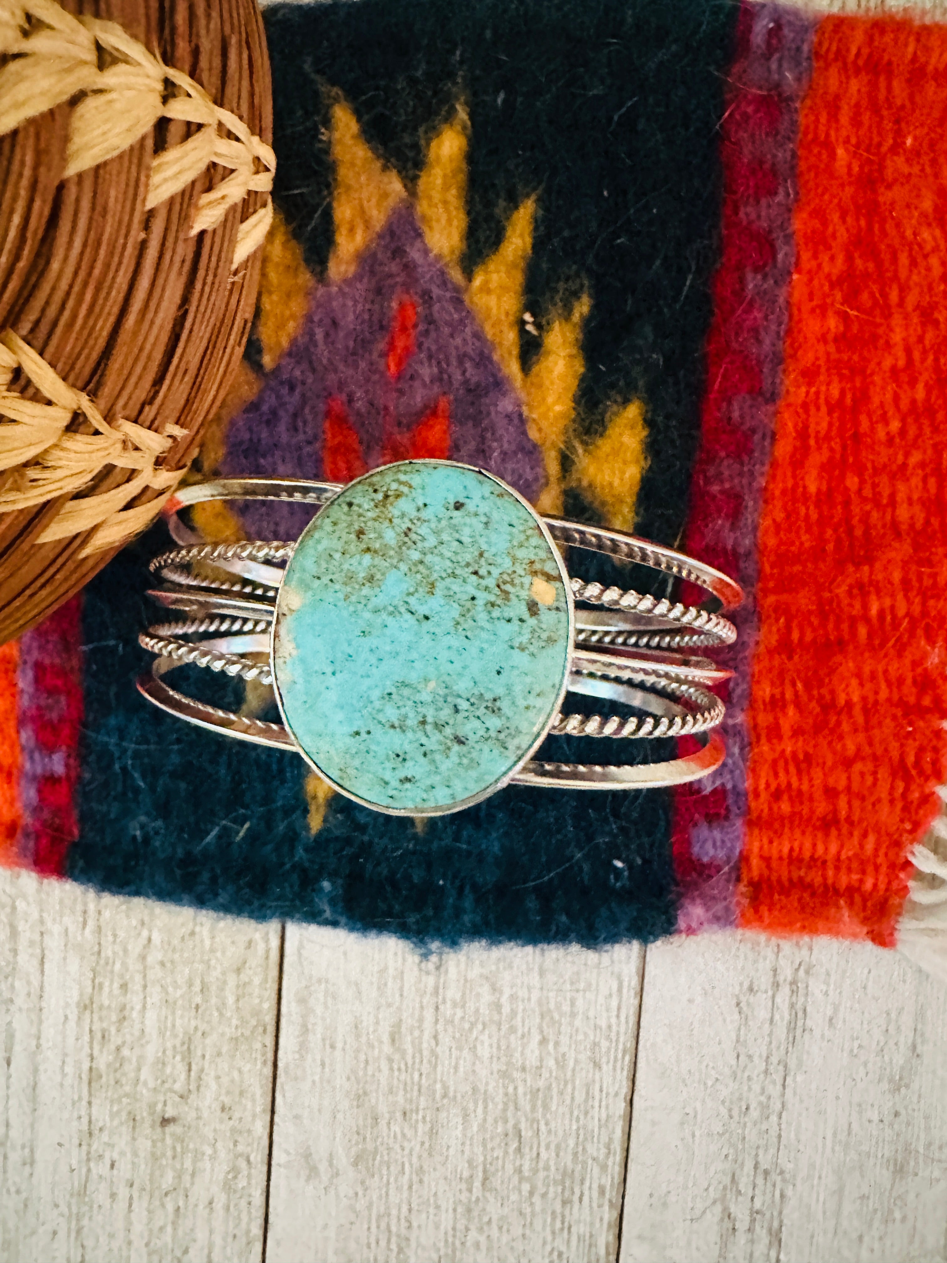 Navajo Sterling Silver & Turquoise Cuff Bracelet