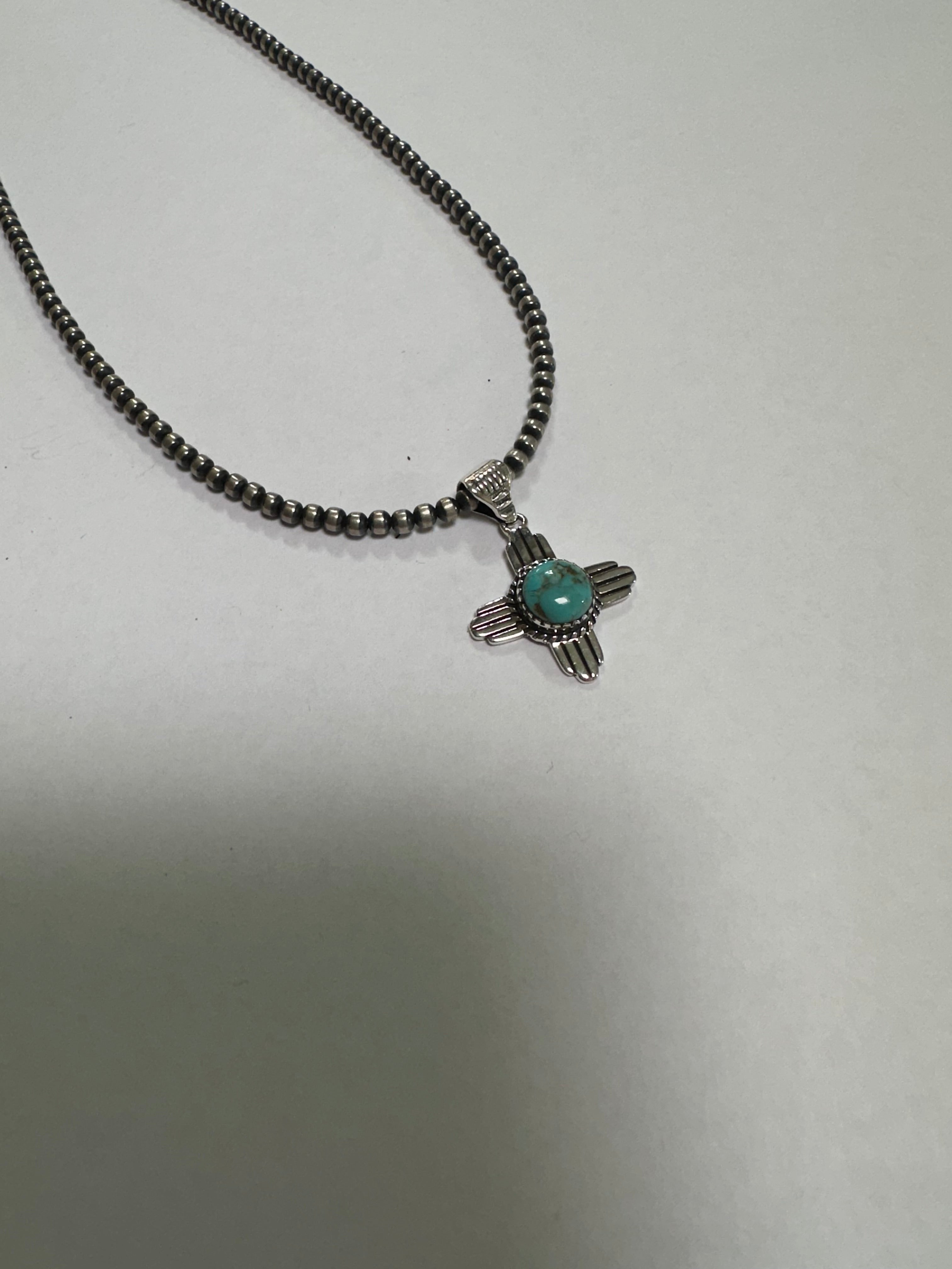 Handmade Palomino Turquoise & Sterling Silver Zia Pendant