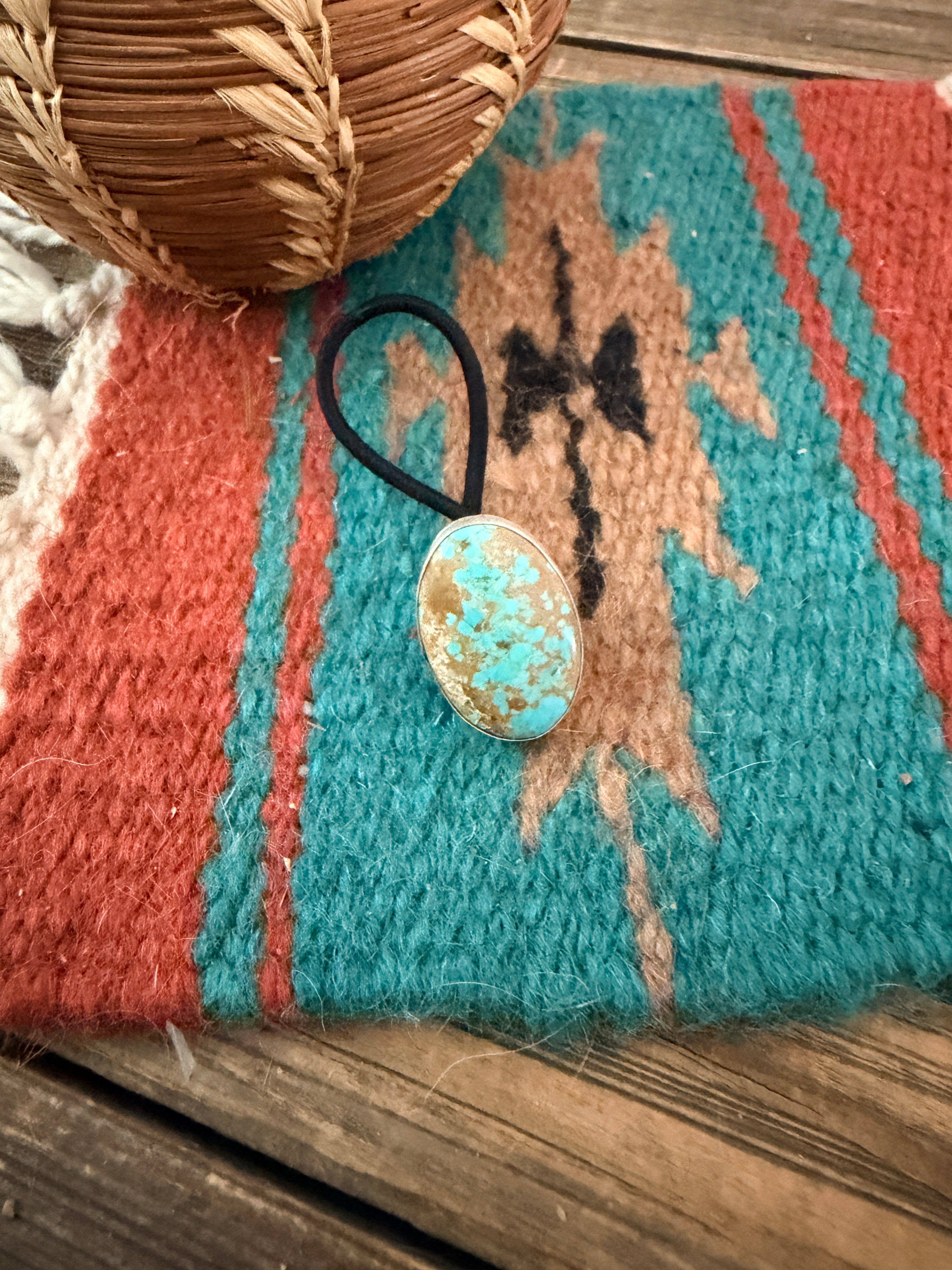 Handcrafted Turquoise & Sterling Silver Hair Tie Charm
