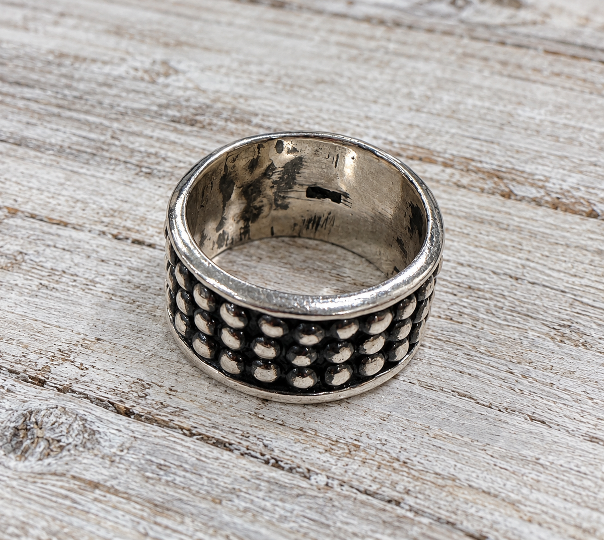 Handmade Sterling Silver Ball Cigar Band Ring