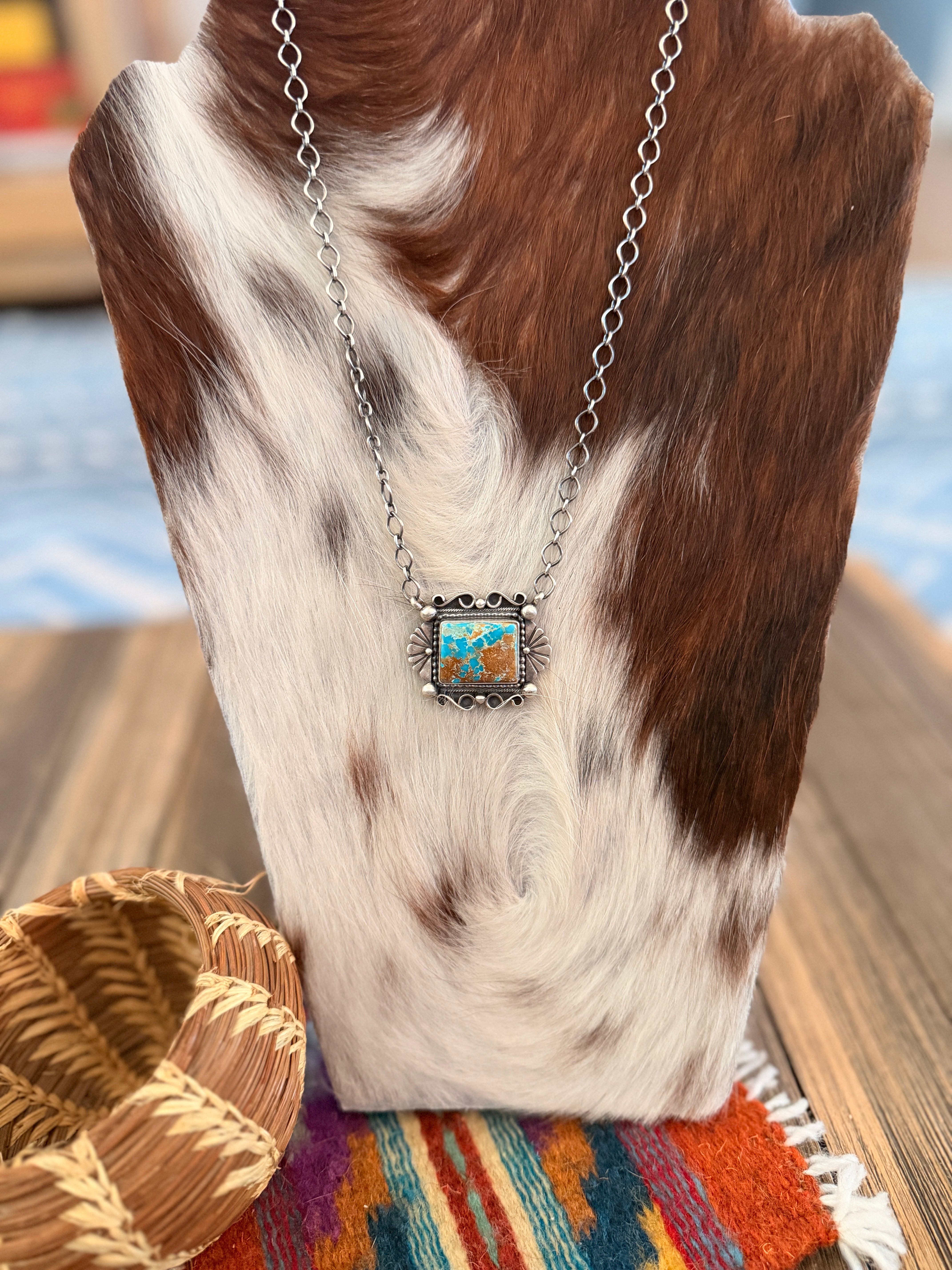 Handcrafted Royston Turquoise & Sterling Silver Necklace by Daniel Benally