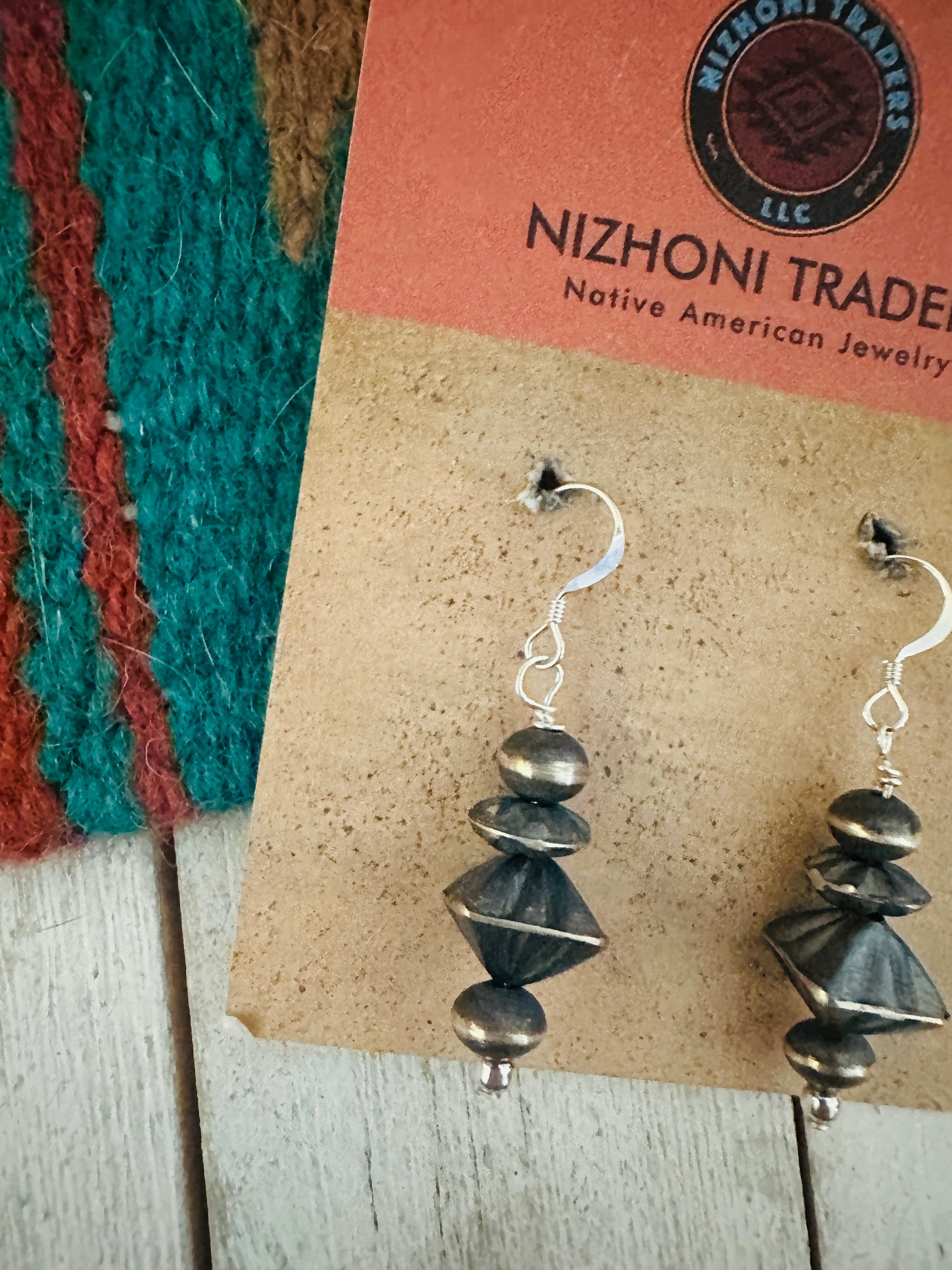 Navajo Sterling Silver Beaded Dangle Earrings