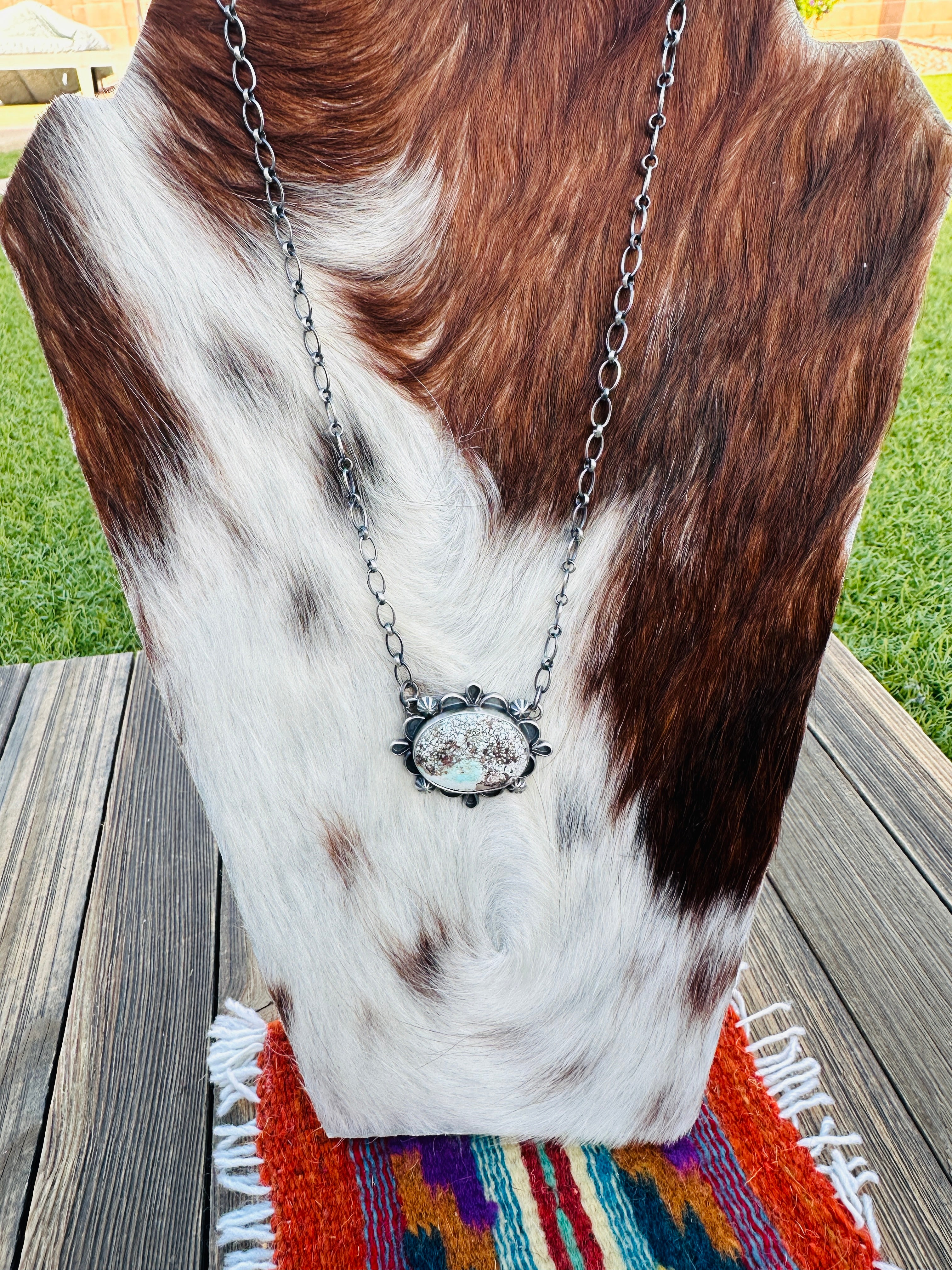 Handcrafted Dry Creek Turquoise & Sterling Silver Necklace by Jameson Garcia