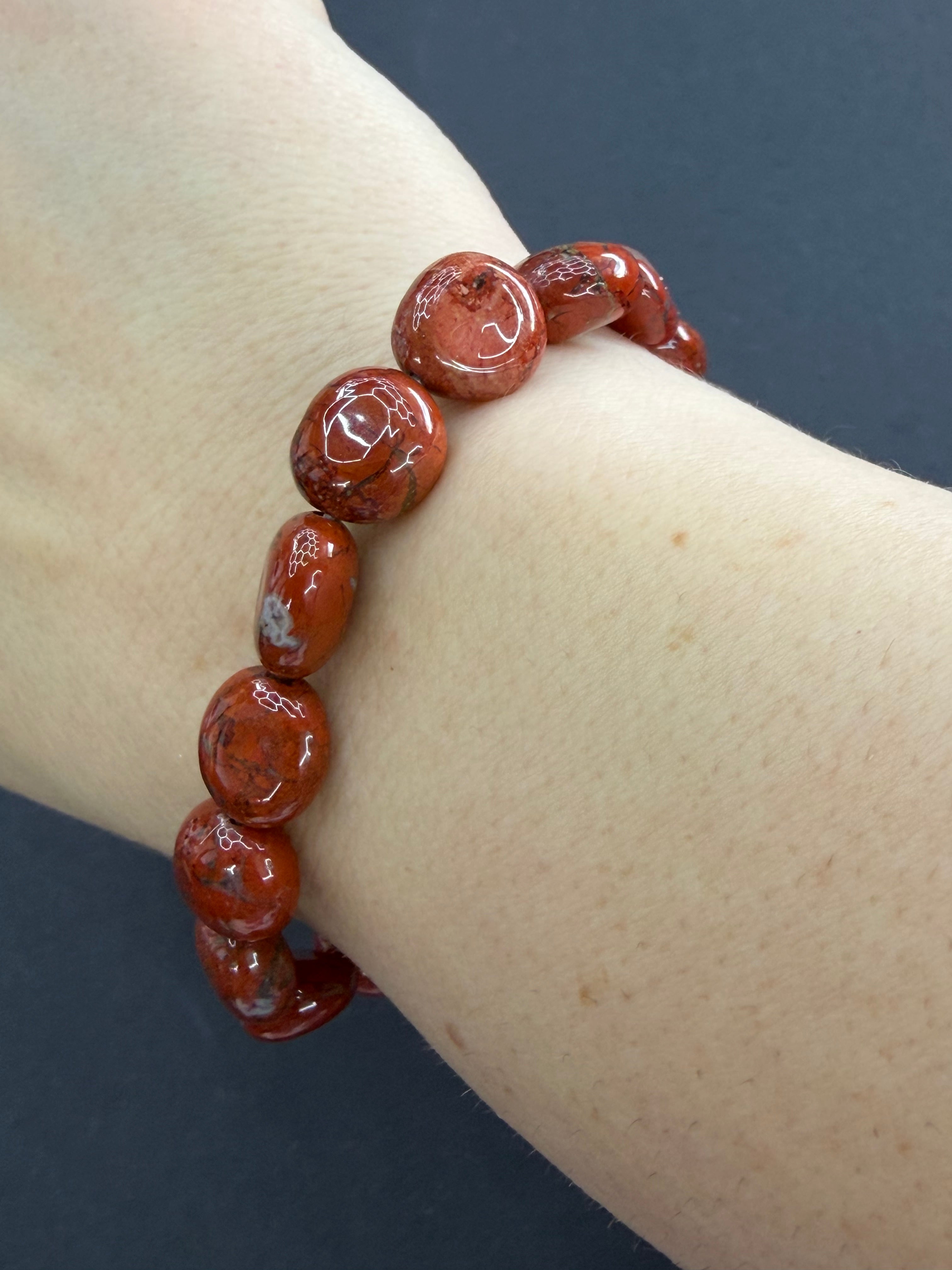 Red Jasper Nugget Stretch Bracelet