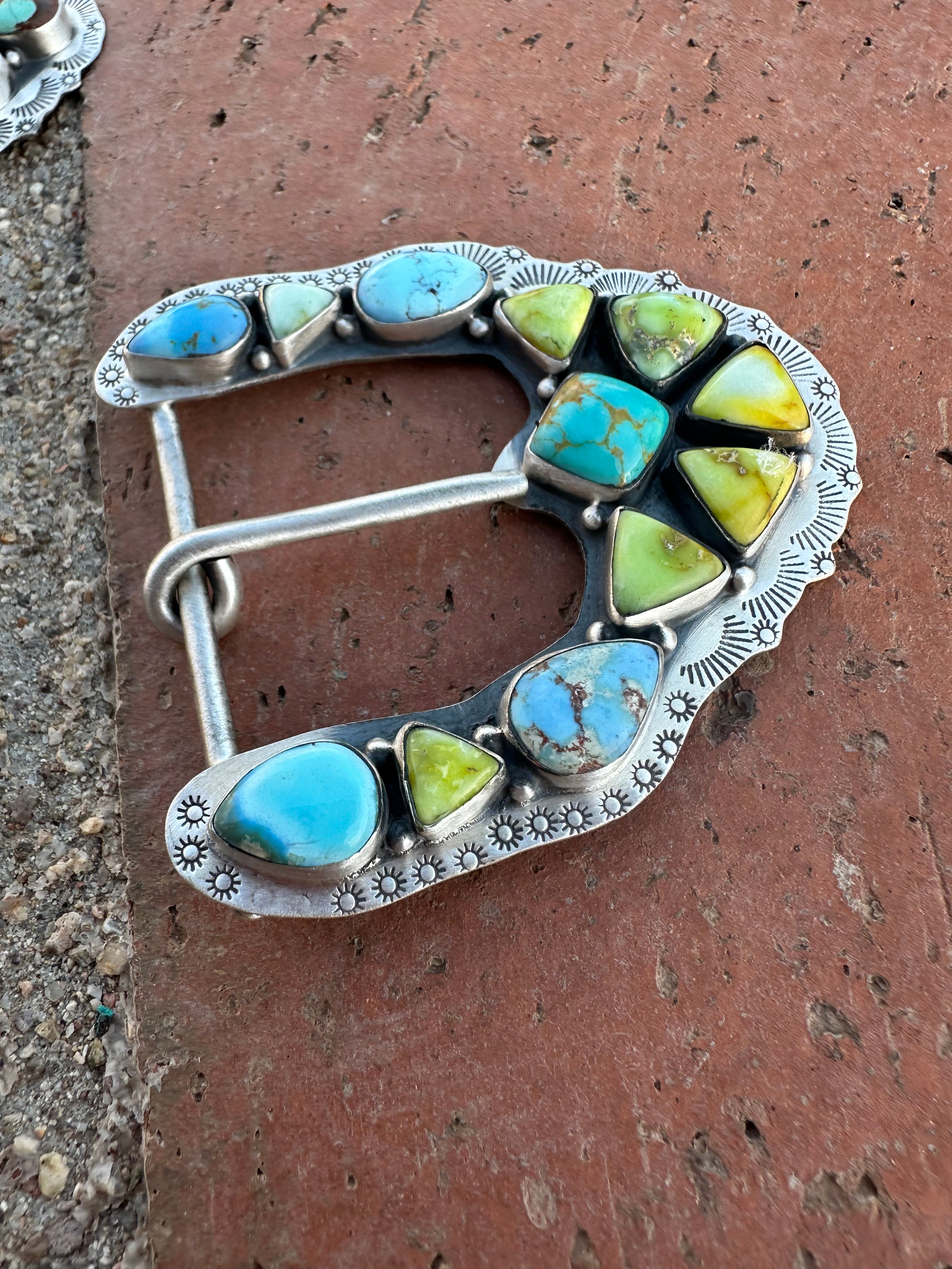 Buckin Bronco Nizhoni Turquoise & Sterling Silver Belt Buckles Signed