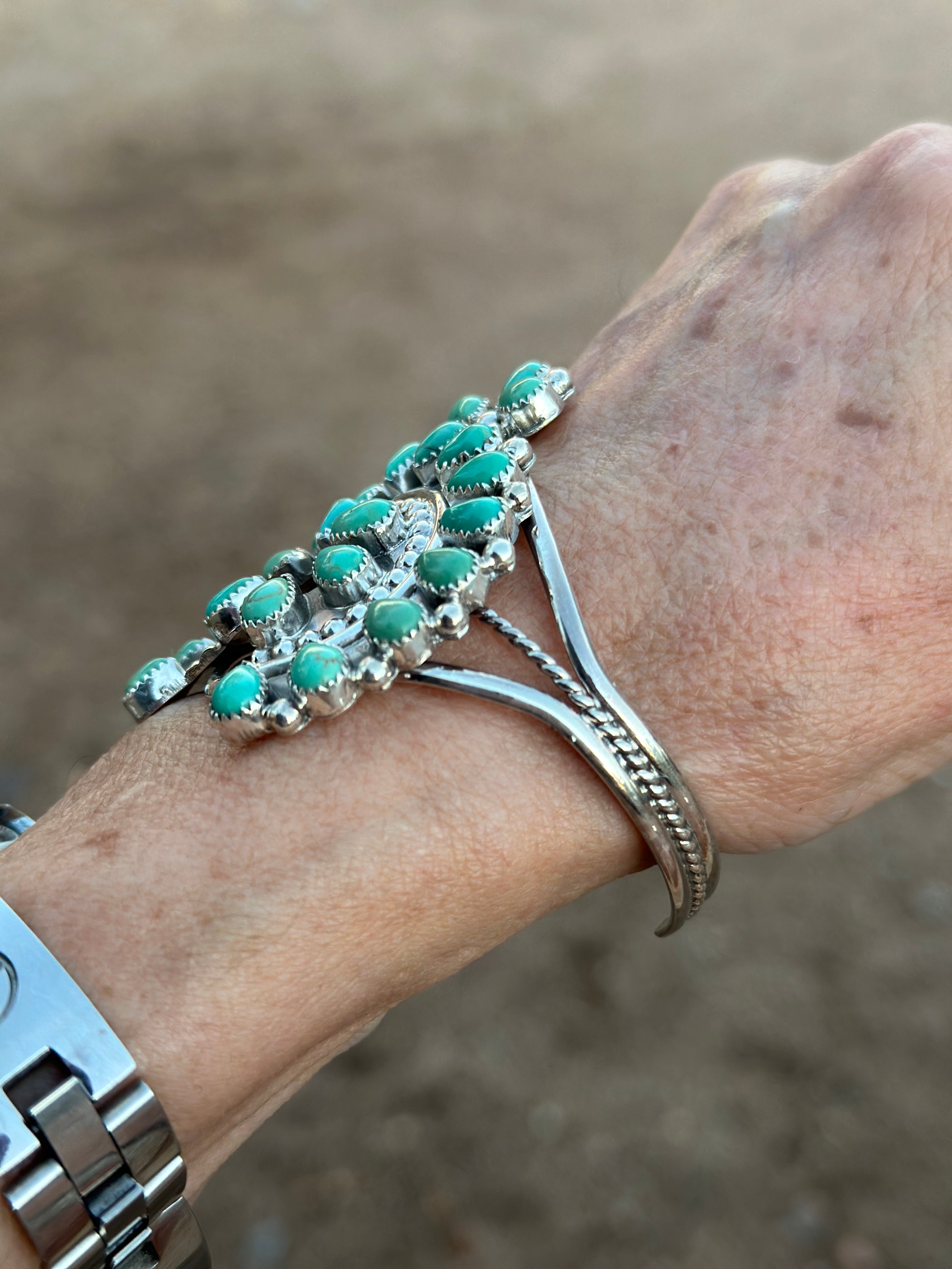 Navajo Turquoise & Sterling Silver Naja Cuff Bracelet