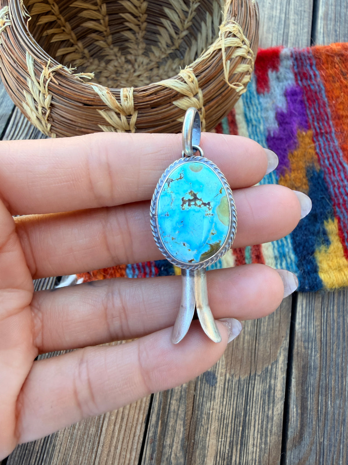Handcrafted Sterling Silver & Turquoise Blossom Pendant