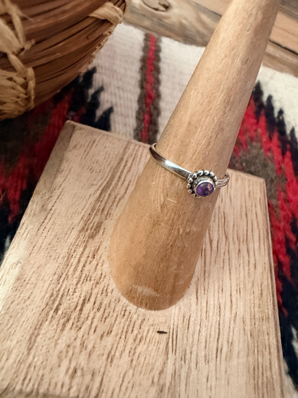 Handmade Sterling Silver & Purple Mojave Adjustable Ring