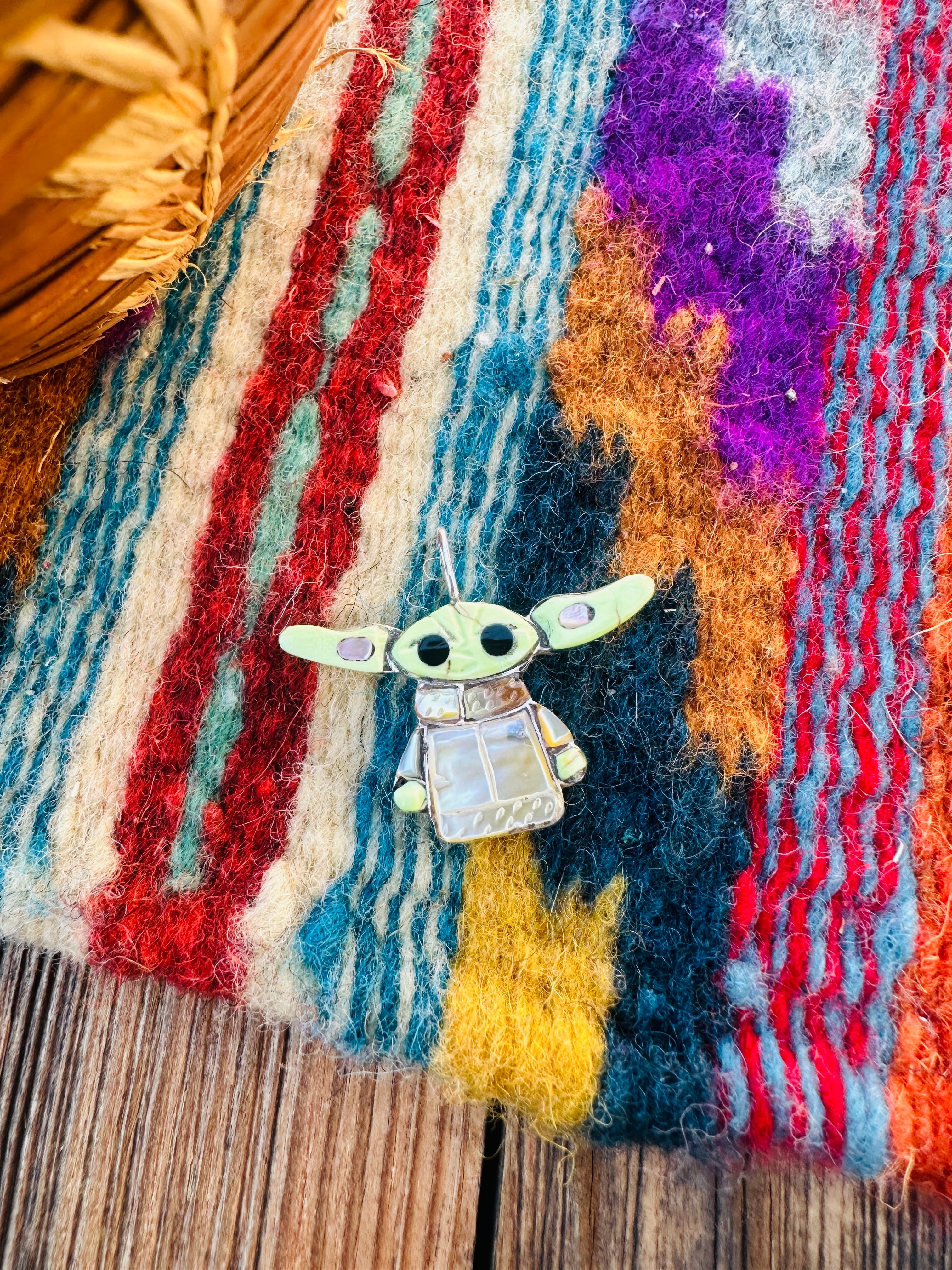 Handcrafted Sterling Silver and Multi Stone Character Pendant