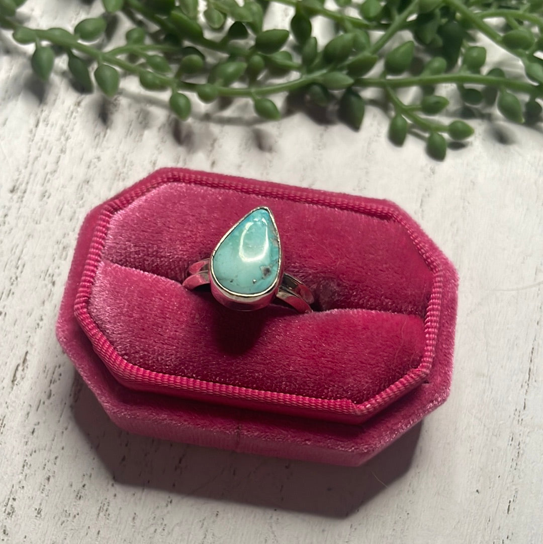 Navajo Turquoise Sterling Silver Teardrop Ring