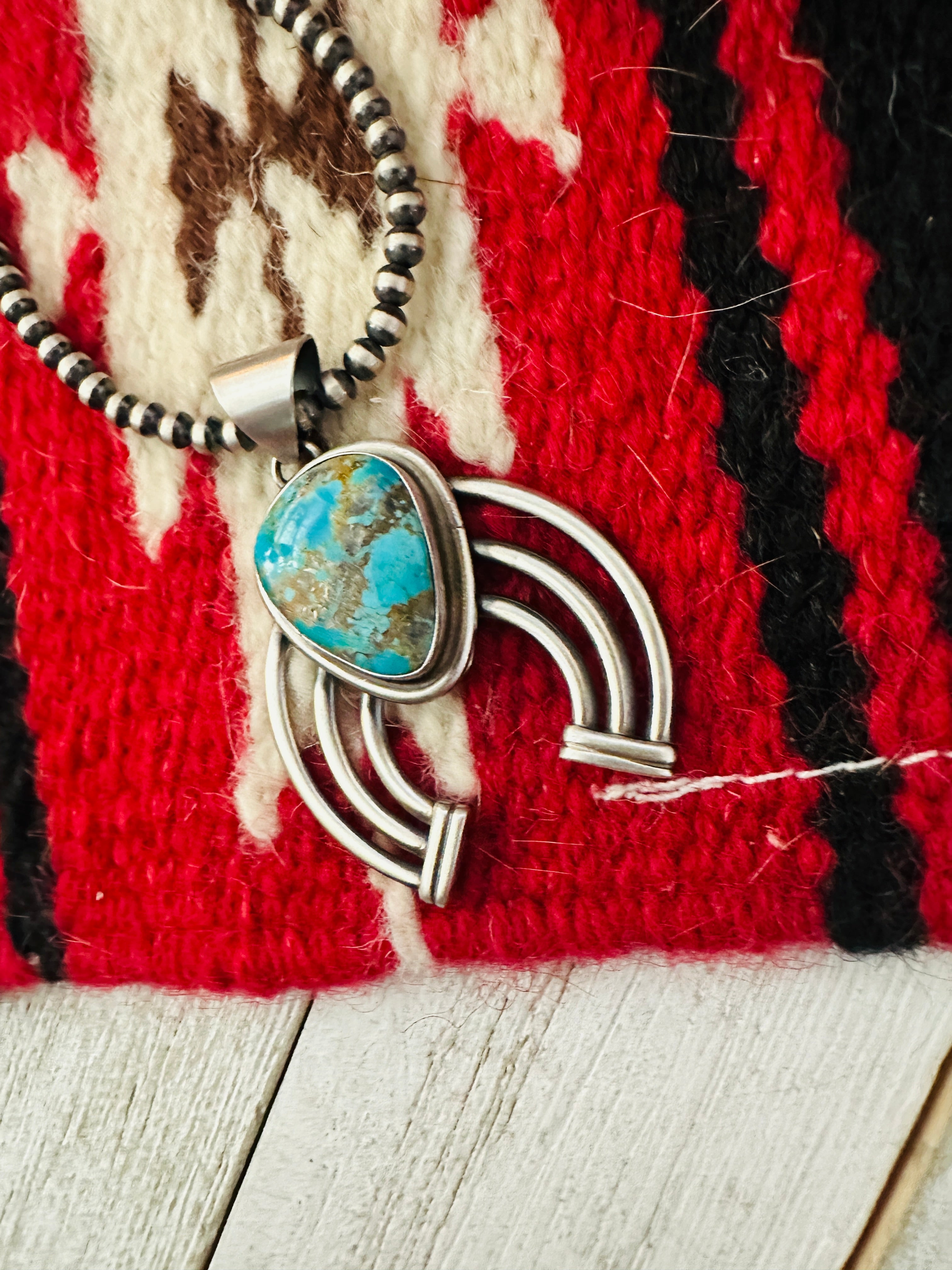 Navajo Sterling Silver & Turquoise Naja Pendant