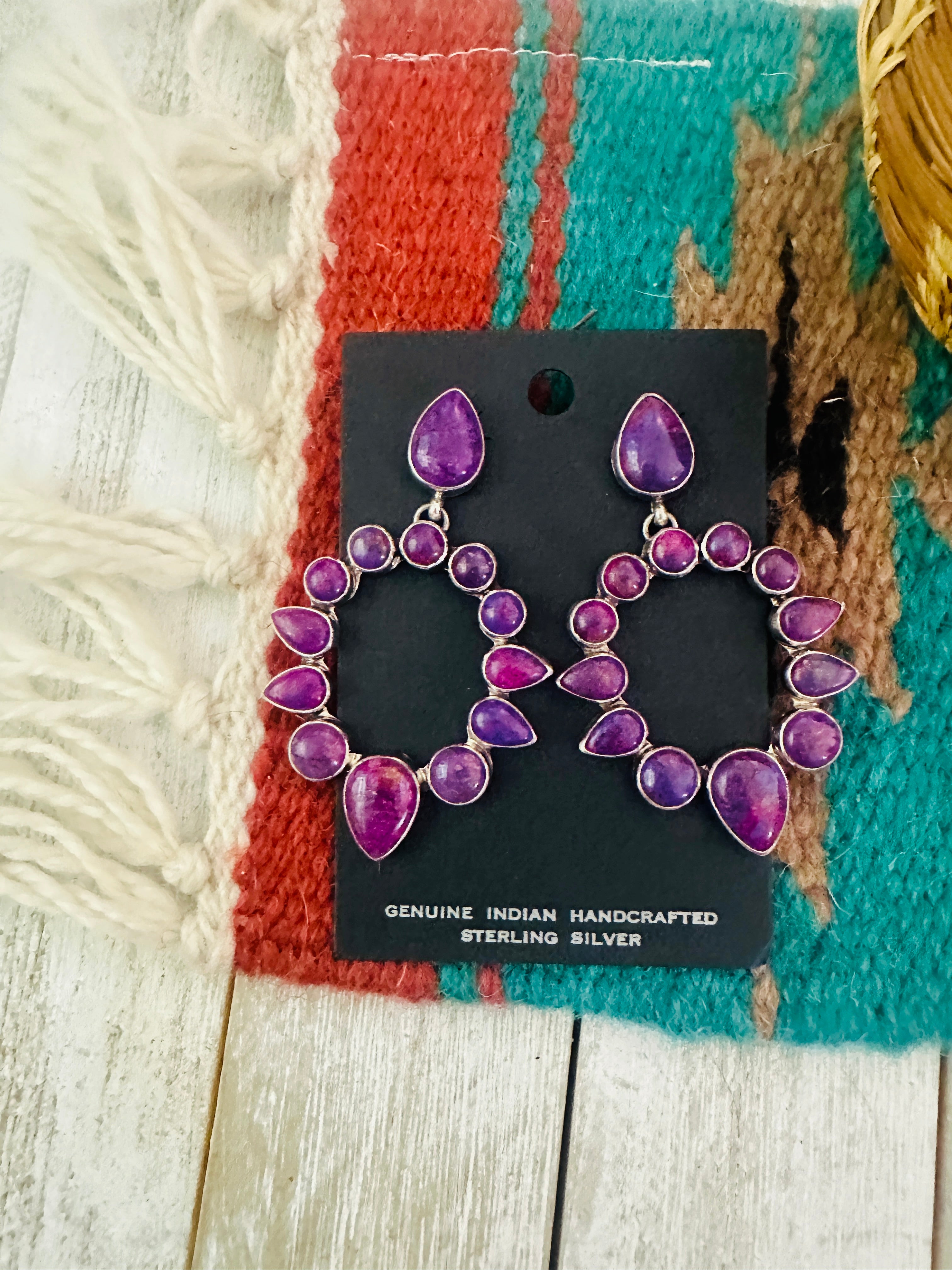 Navajo Purple Dream Mohave & Sterling Silver Dangle Earrings