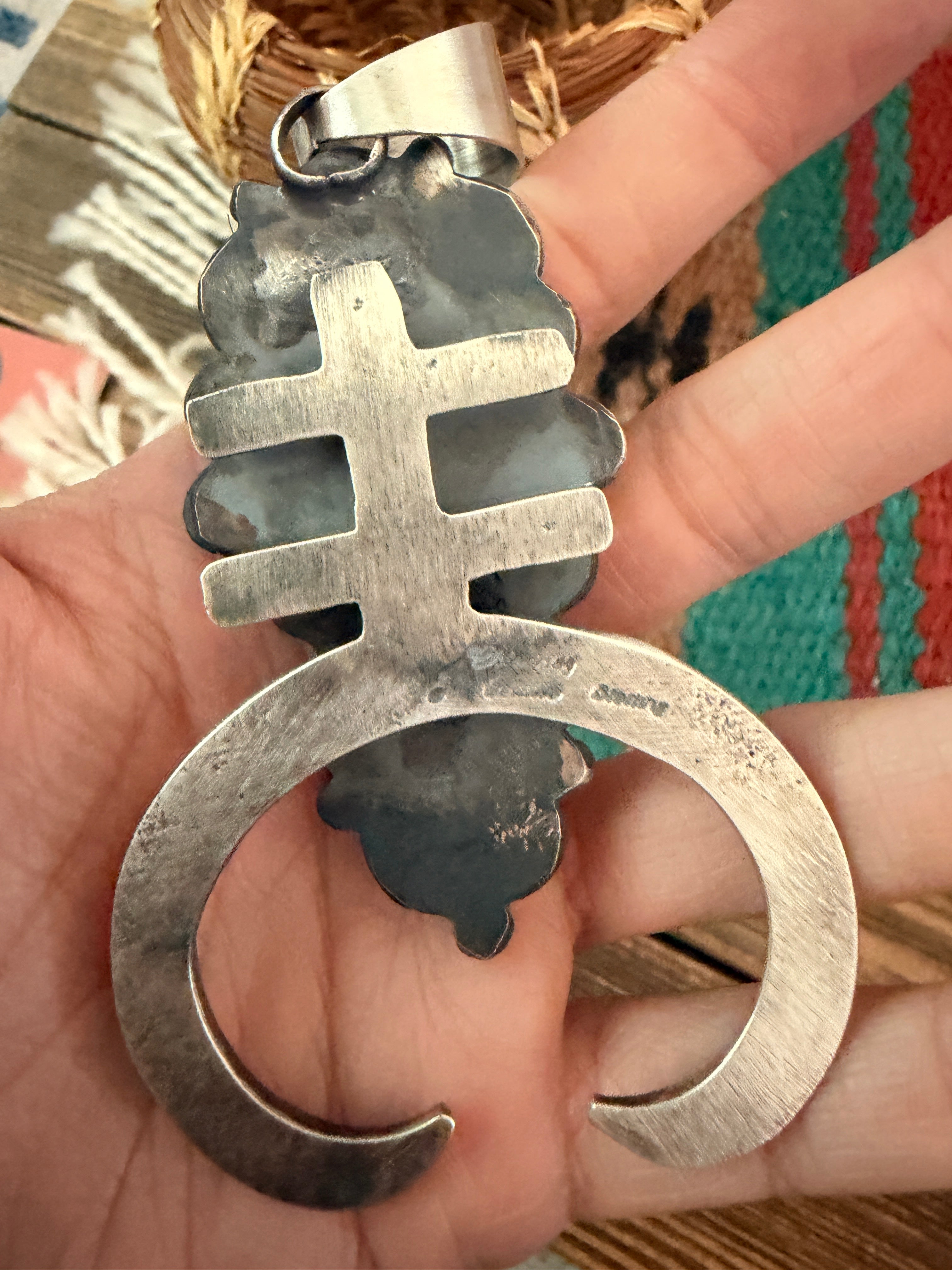Handcrafted Sterling Silver & Sonoran Mountain Turquoise Naja Pendant by Chimney Butte