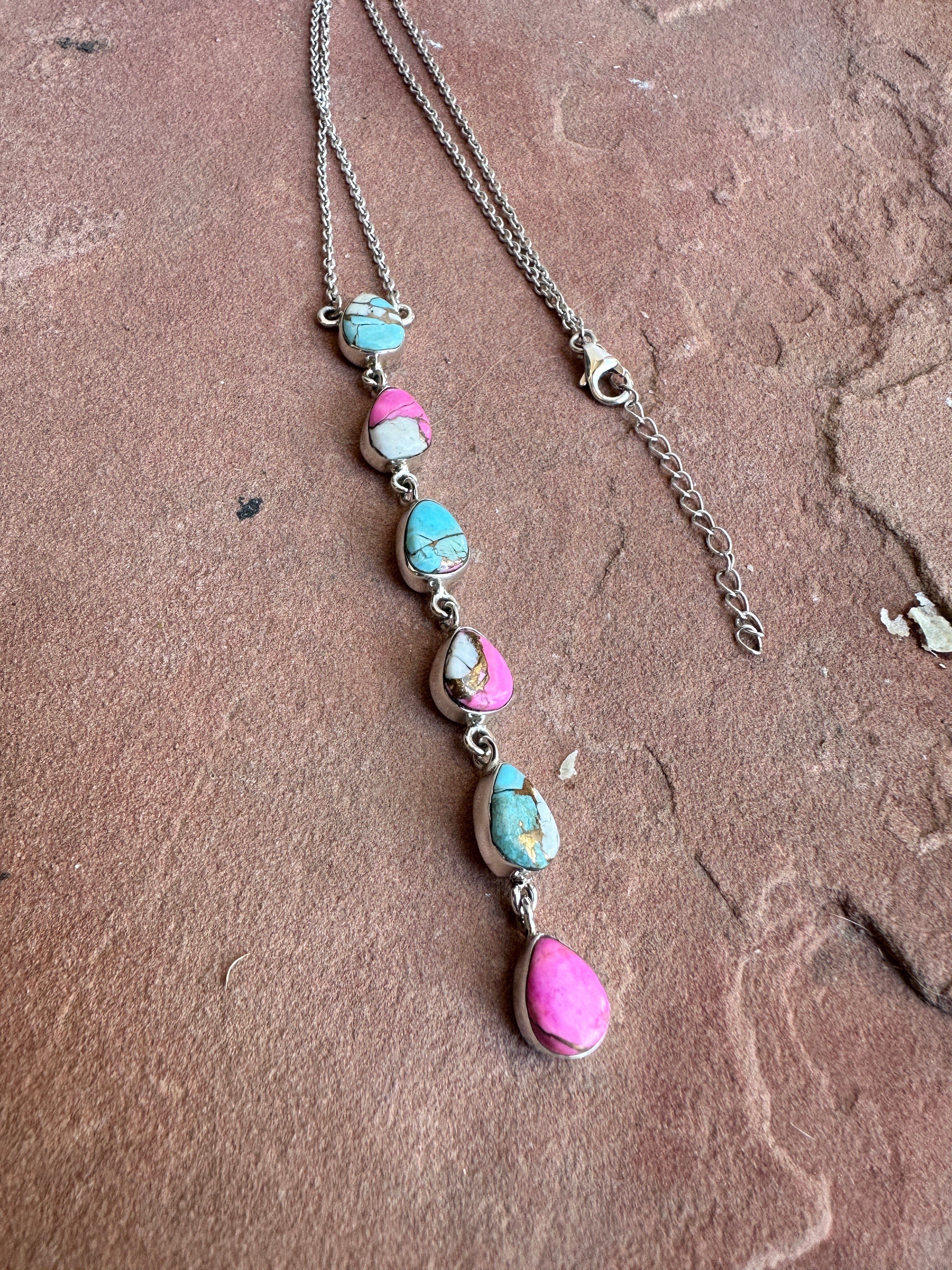 Handmade Cotton Candy Sterling Silver Drop Necklace