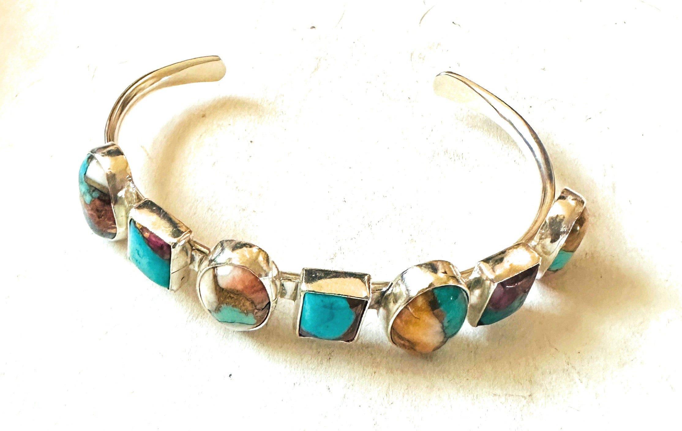 Navajo Multi Stone & Sterling Silver Cuff Bracelet