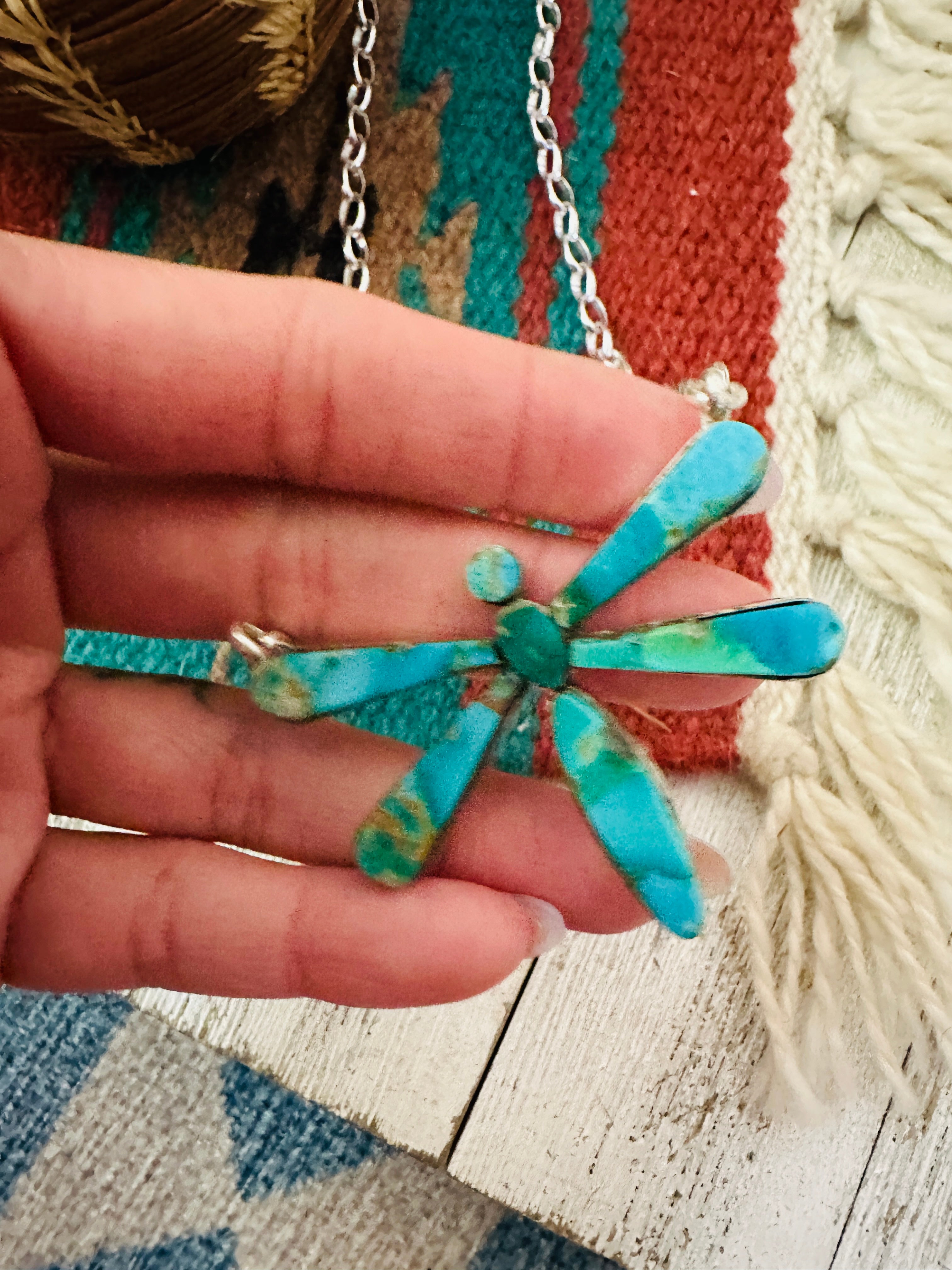 Handcrafted Turquoise & Sterling Silver Dragonfly Necklace