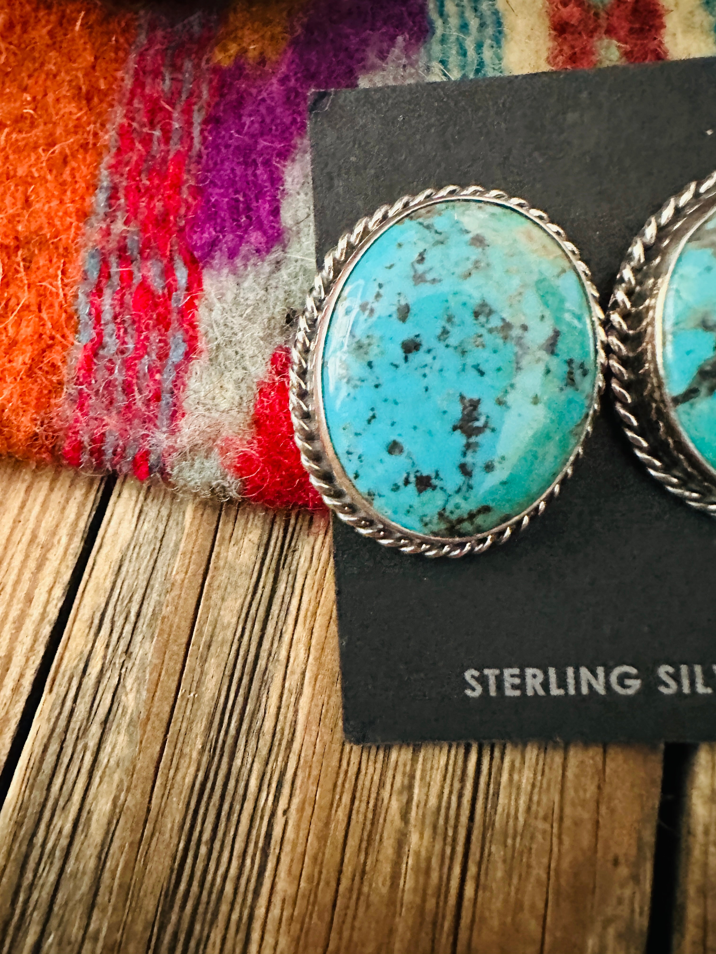 Handcrafted Turquoise & Sterling Silver Post Earrings
