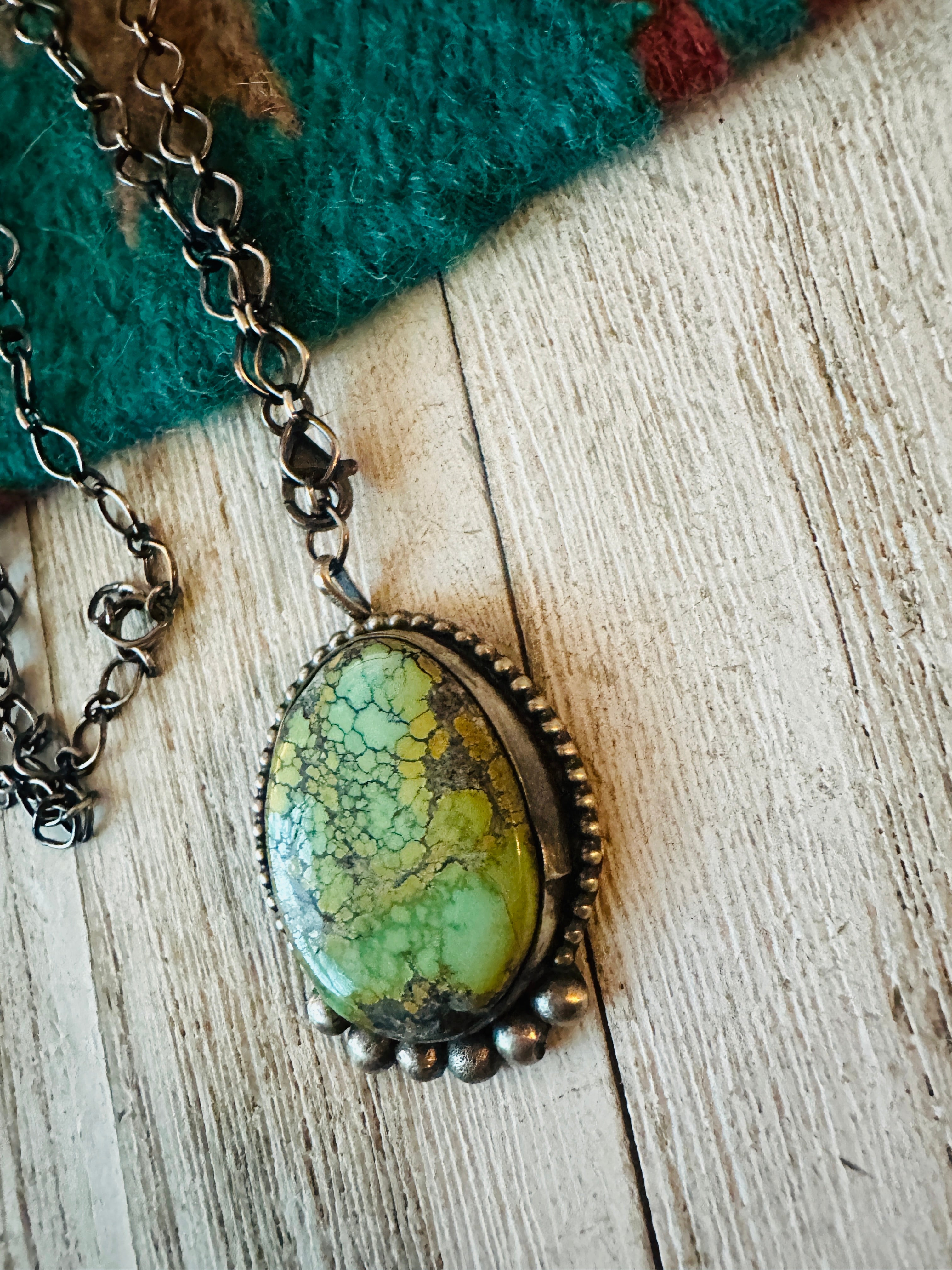 Navajo Sterling Silver & Tibetan Turquoise Necklace