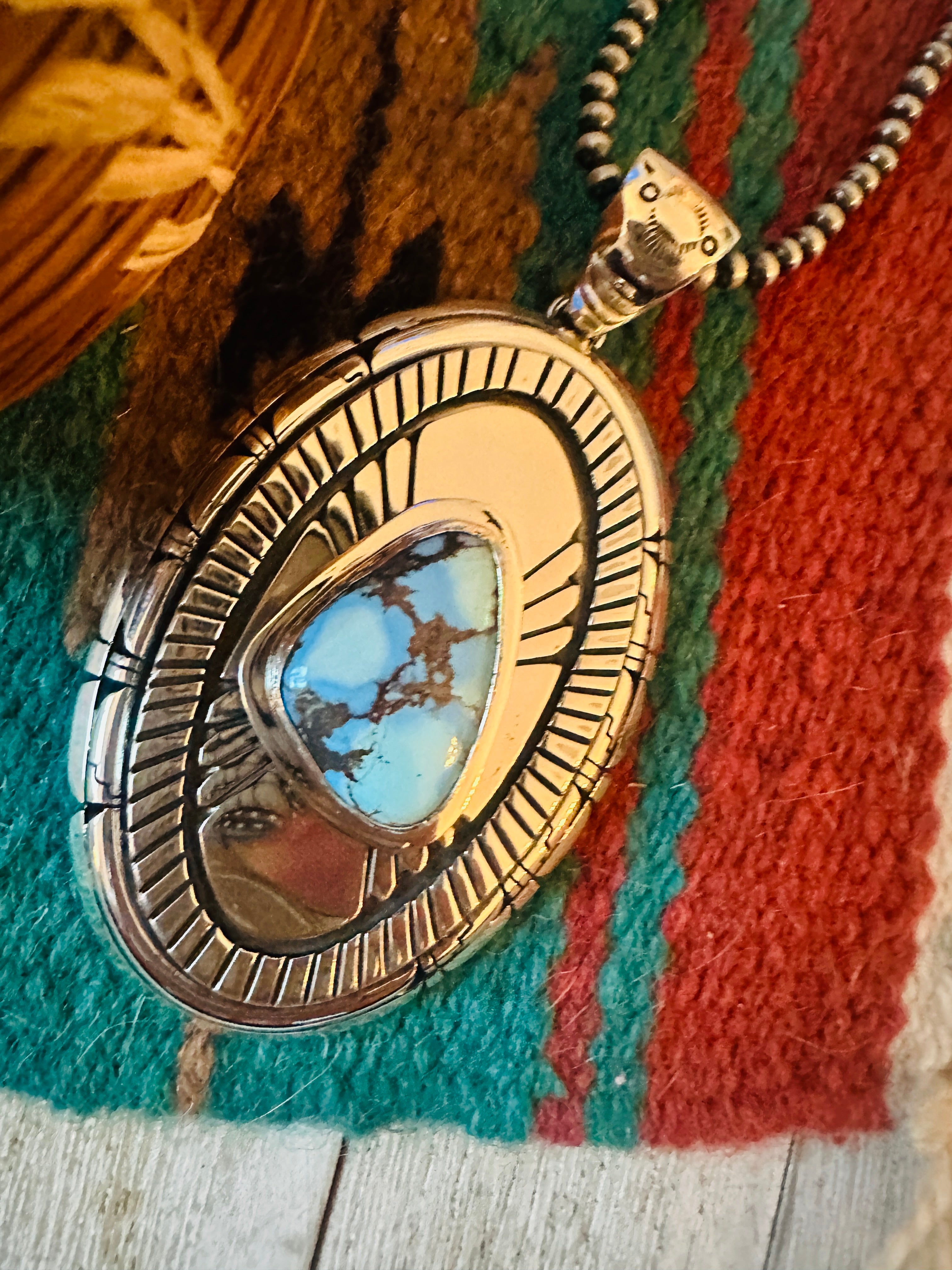Handcrafted Golden Hills Turquoise & Sterling Silver Pendant